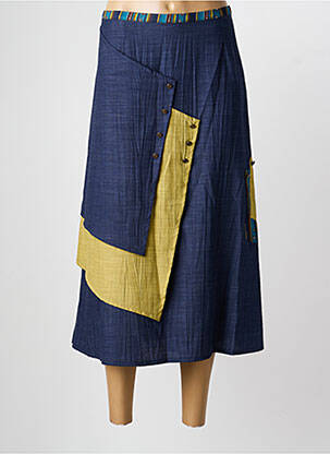 Jupe longue fermeture zippée au dos bleu LEWINGER femme