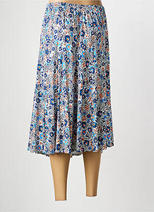 Jupe mi-longue stretch bleu GRIFFON femme