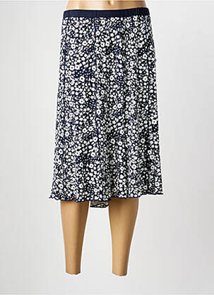 Jupe mi-longue stretch bleu GUY DUBOUIS femme