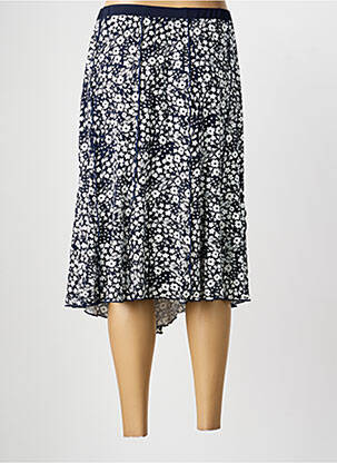 Jupe mi-longue stretch bleu GUY DUBOUIS femme