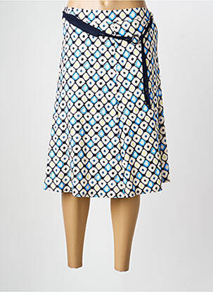 Jupe mi-longue coupe évasée bleu FRANK WALDER femme
