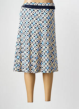 Jupe mi-longue coupe évasée bleu FRANK WALDER femme