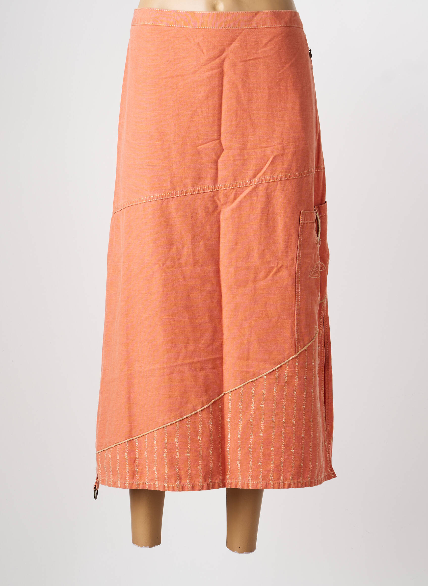 Jupe longue fermeture zippée au dos orange QUATTRO femme