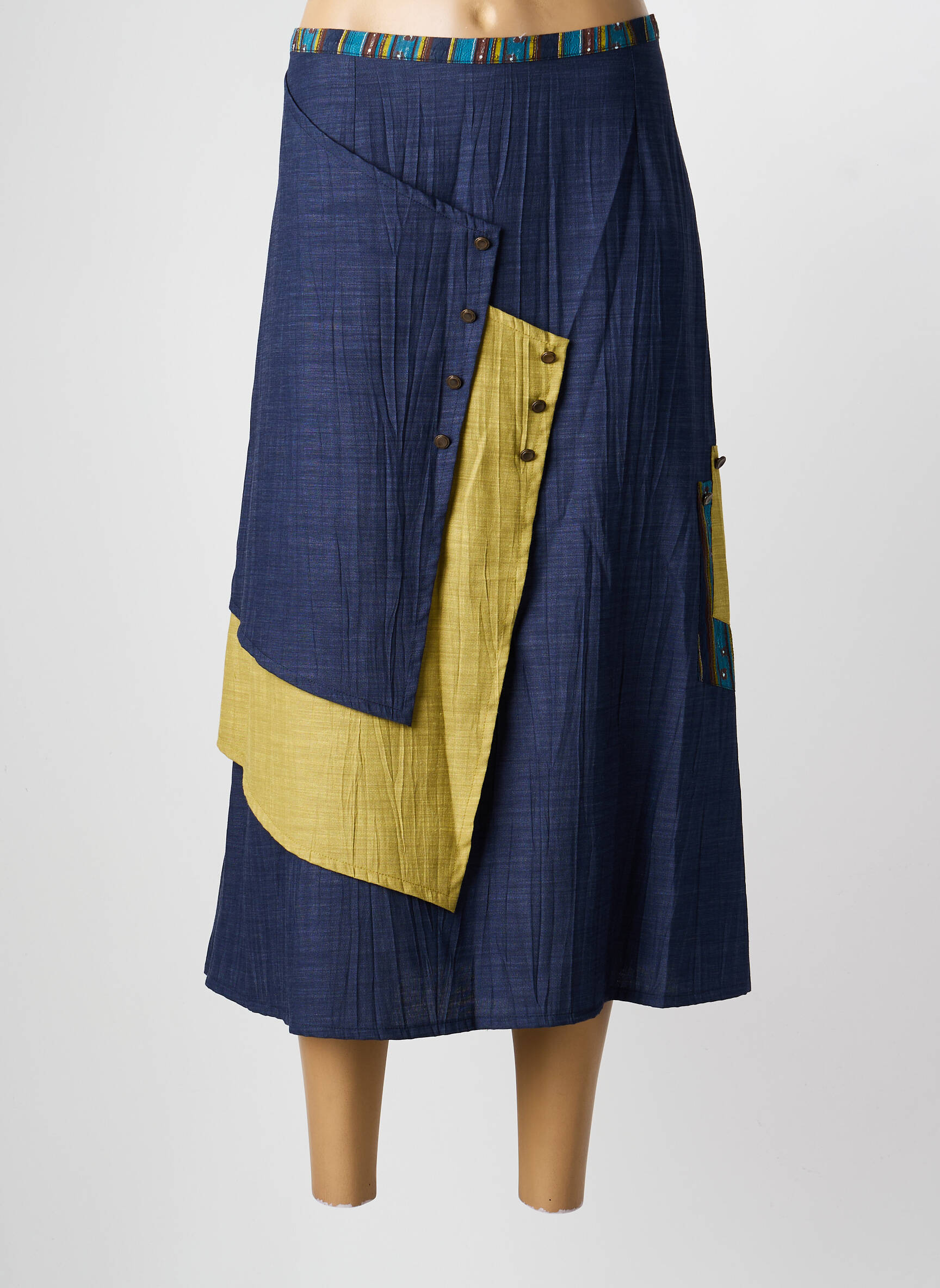 Jupe longue fermeture zippée au dos bleu LEWINGER femme