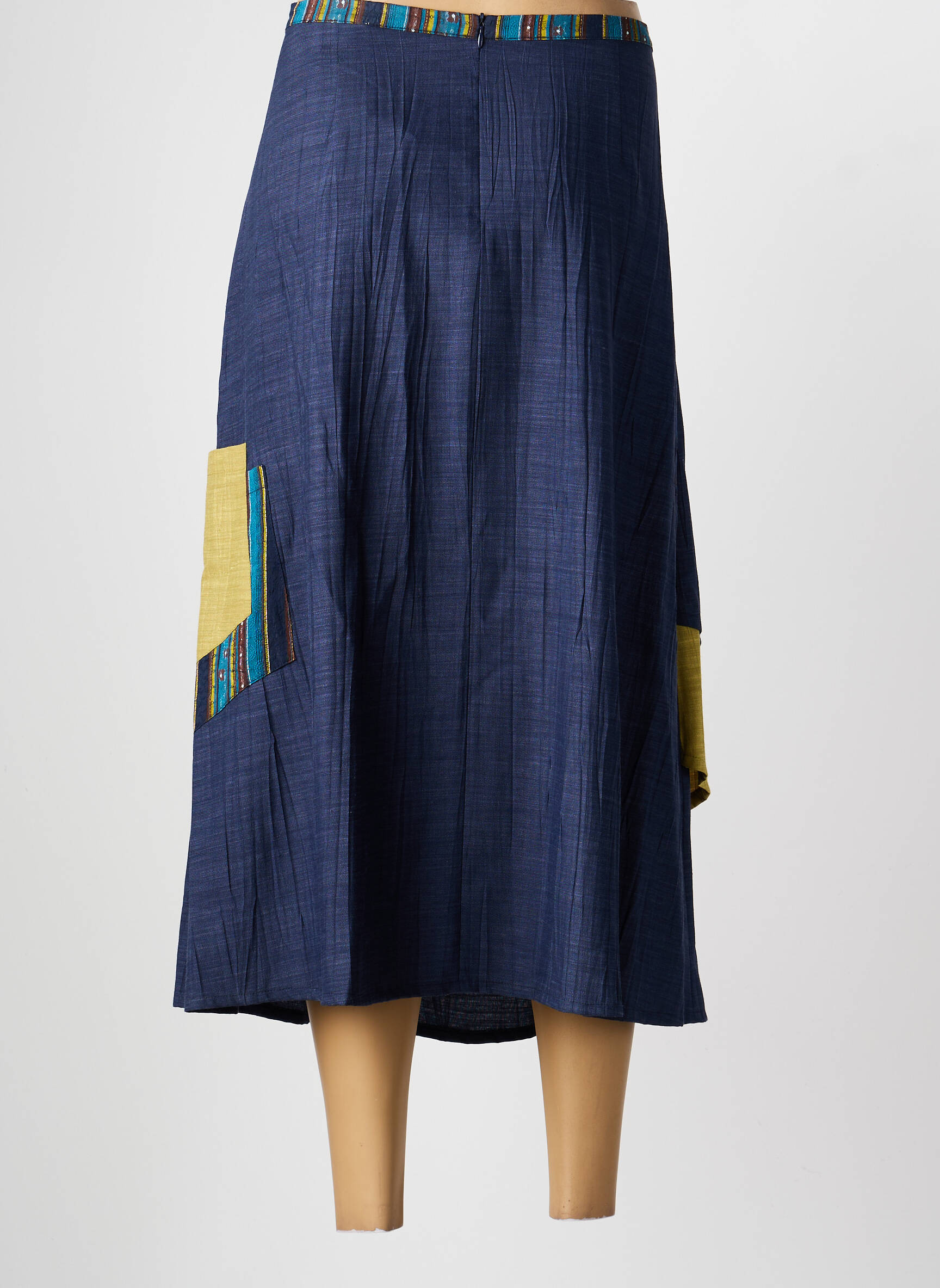 Jupe longue fermeture zippée au dos bleu LEWINGER femme