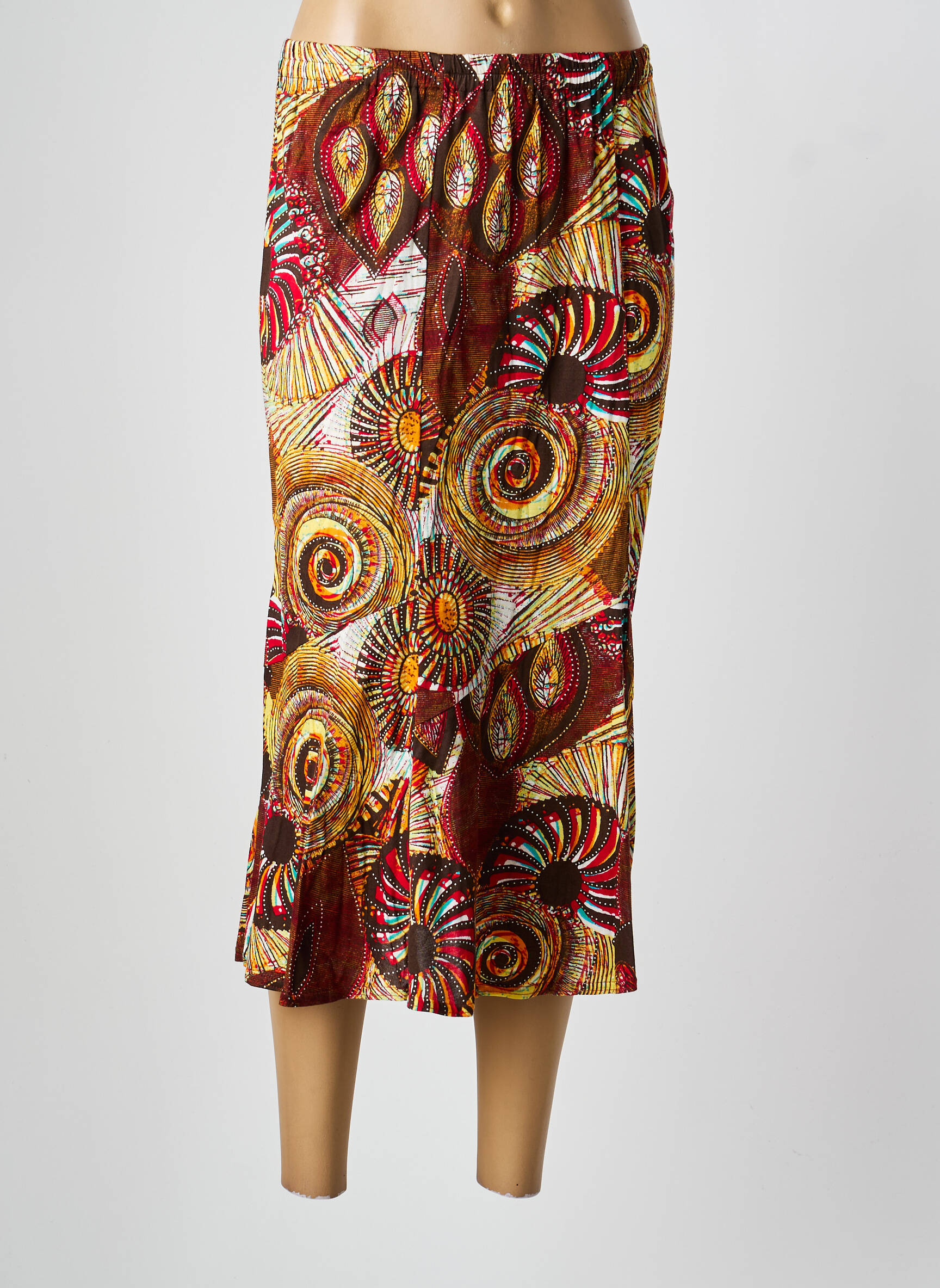 Jupe mi-longue stretch marron PAUPORTÉ femme
