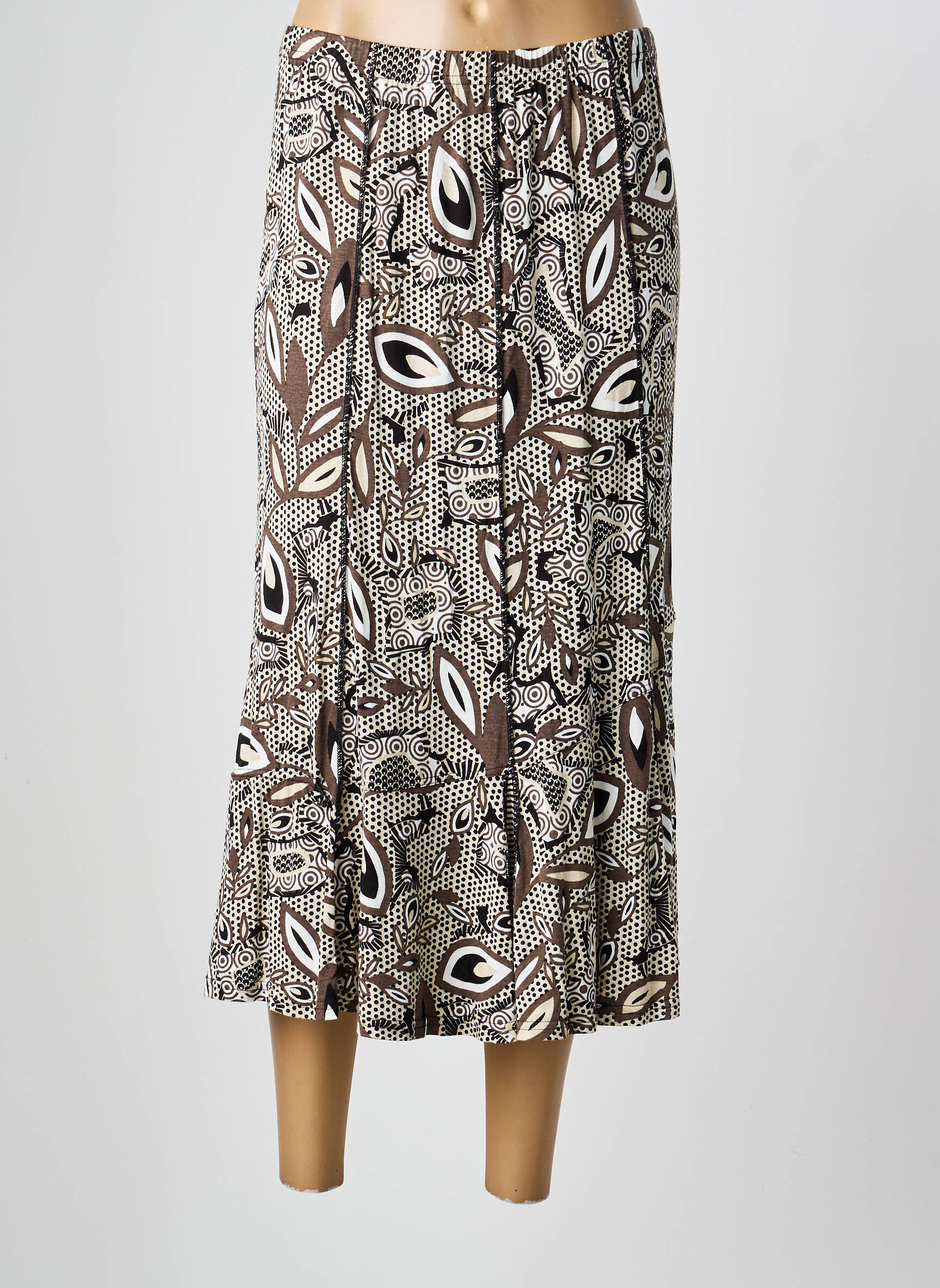 Jupe mi-longue stretch marron PAUPORTÉ femme
