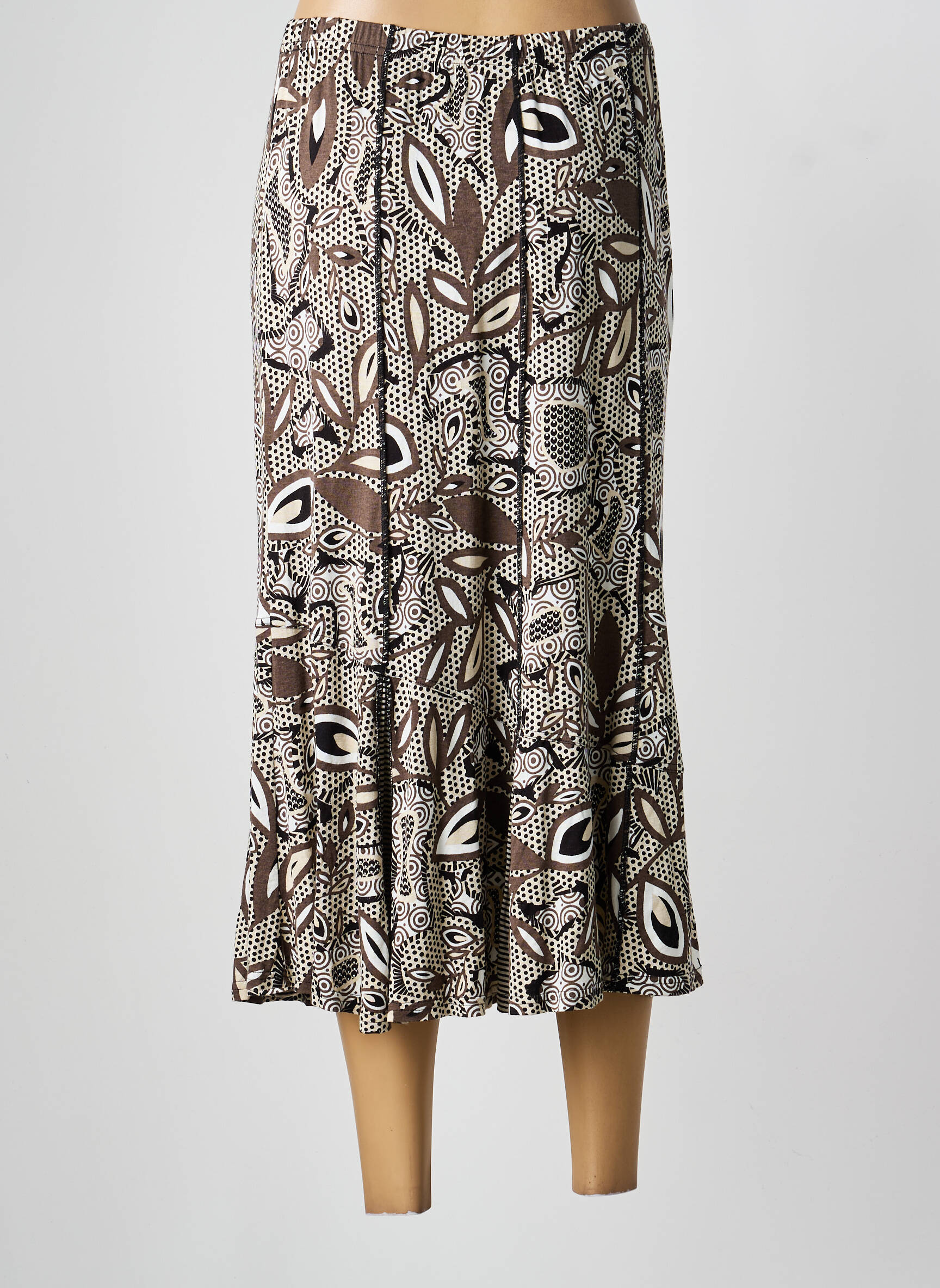 Jupe mi-longue stretch marron PAUPORTÉ femme