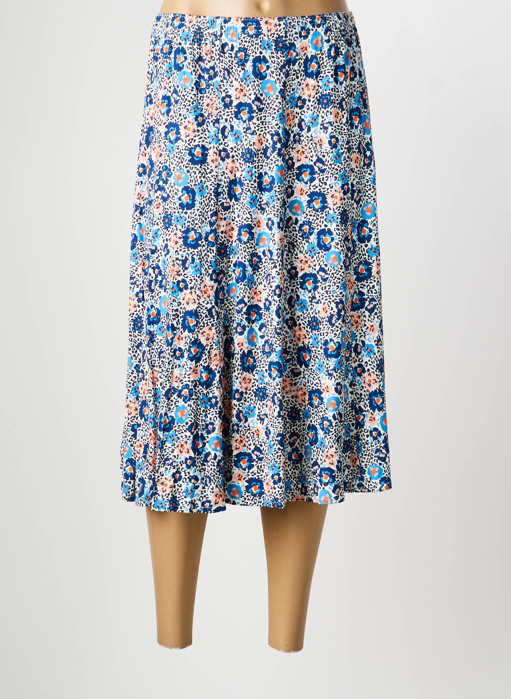 Jupe mi-longue stretch bleu GRIFFON femme