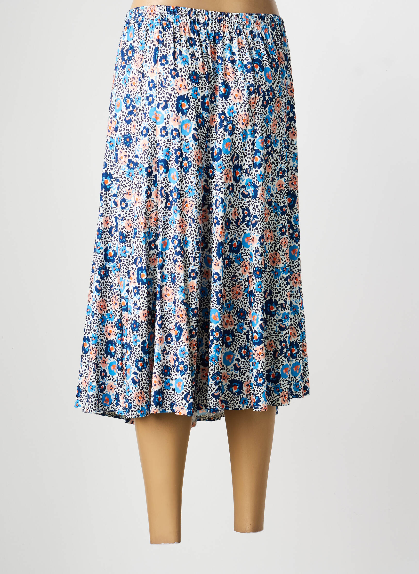 Jupe mi-longue stretch bleu GRIFFON femme
