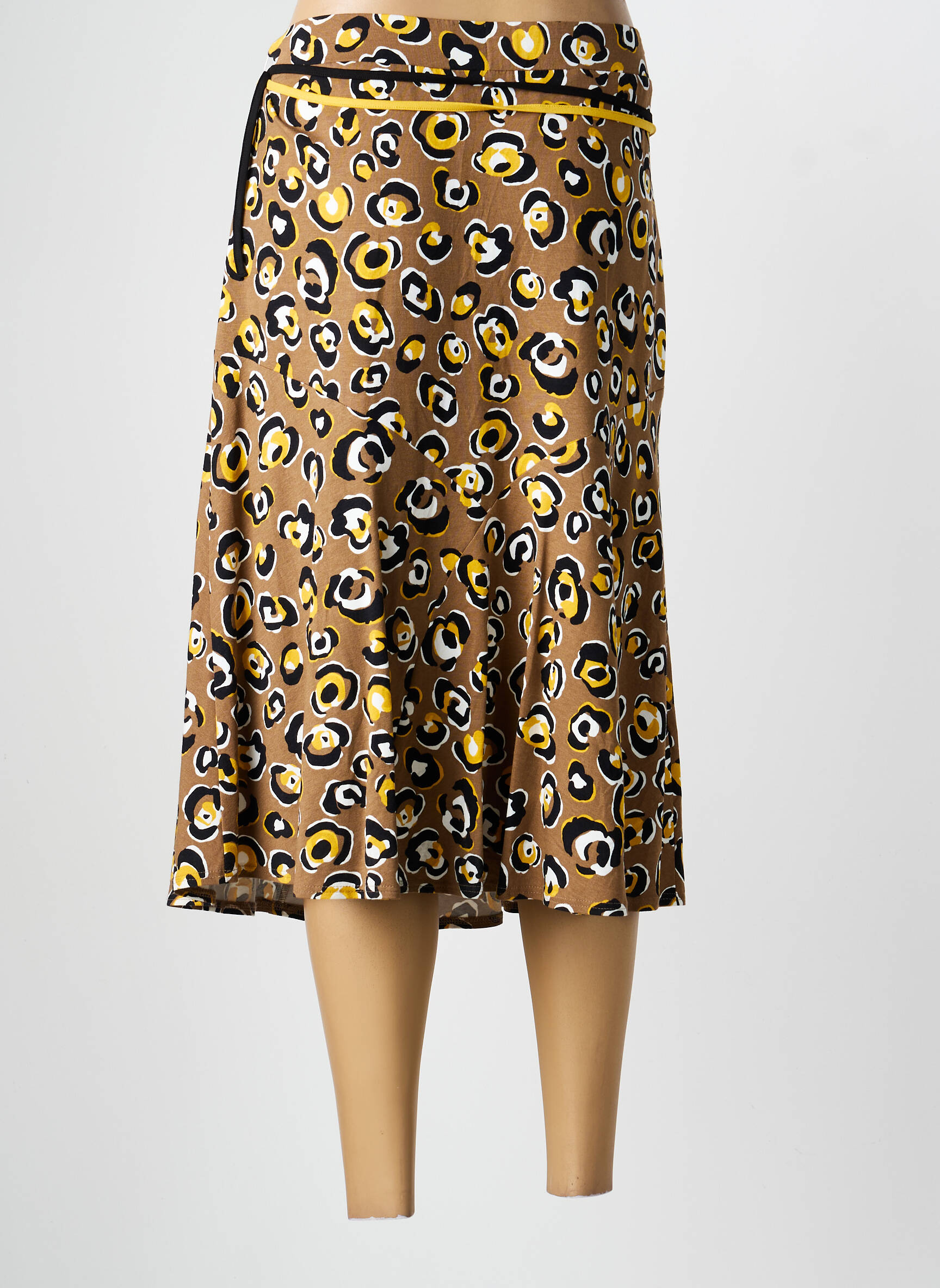 Jupe mi-longue stretch marron FRANK WALDER femme