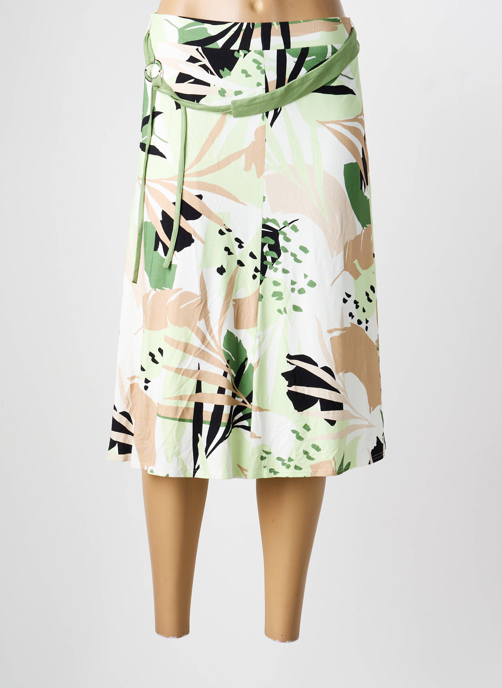 Jupe mi-longue stretch vert FRANK WALDER femme