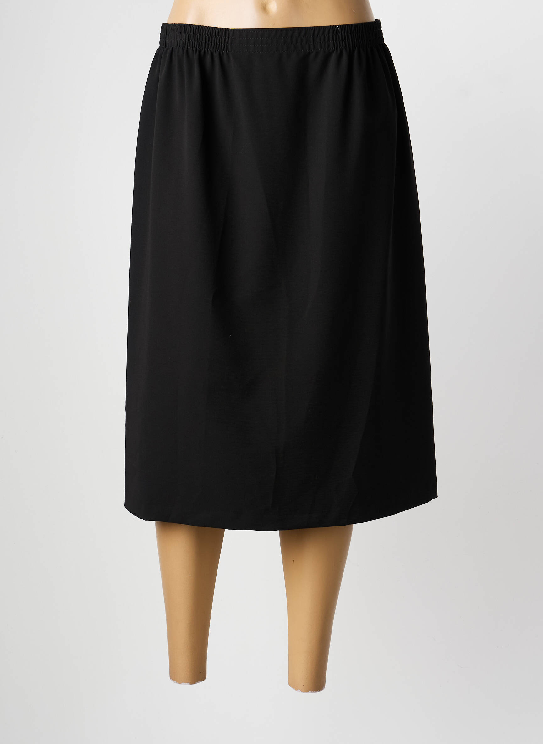 Jupe mi-longue coupe droite noir GRIFFON femme