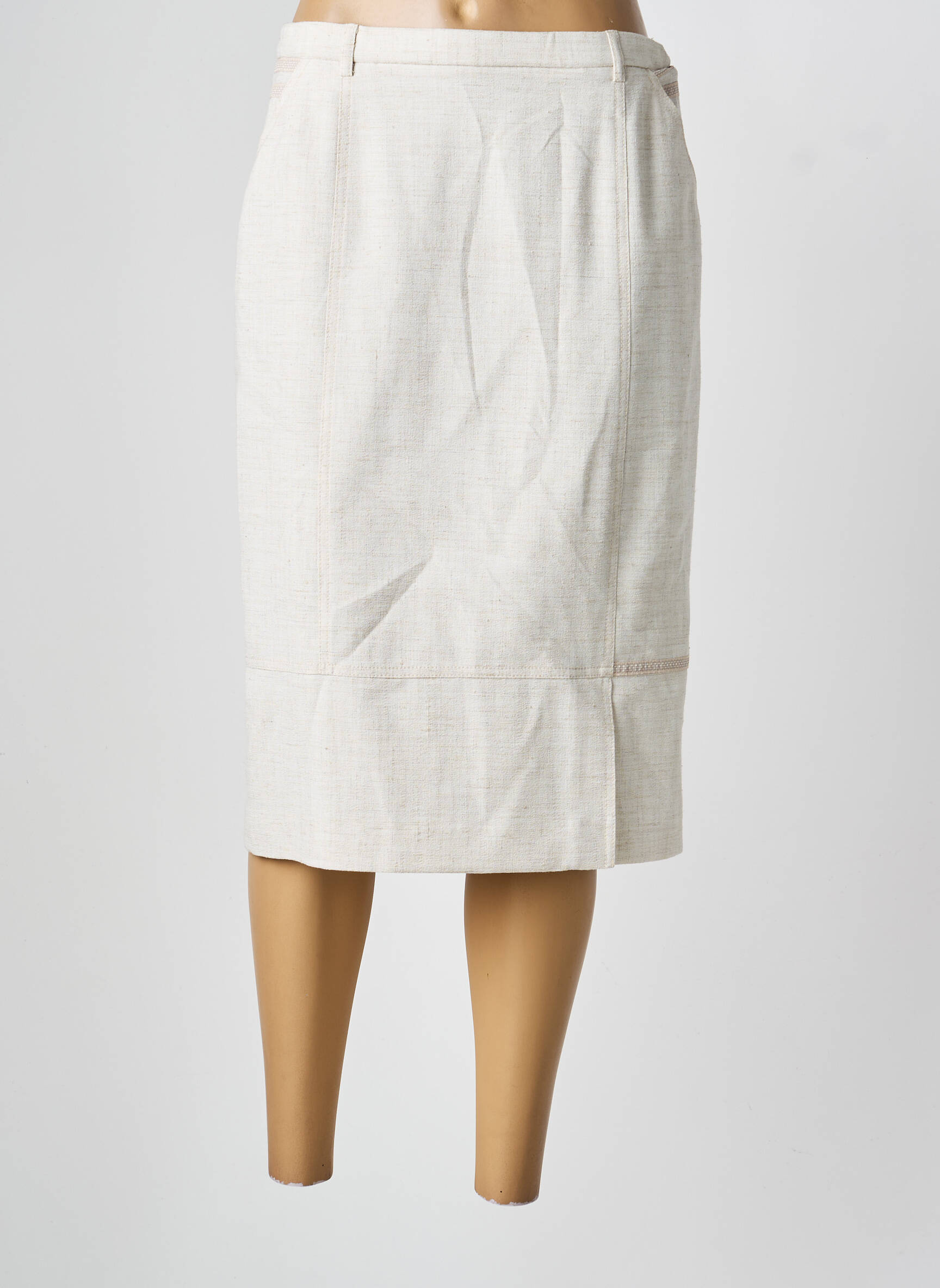 Jupe mi-longue taille à pinces beige PAUPORTÉ femme