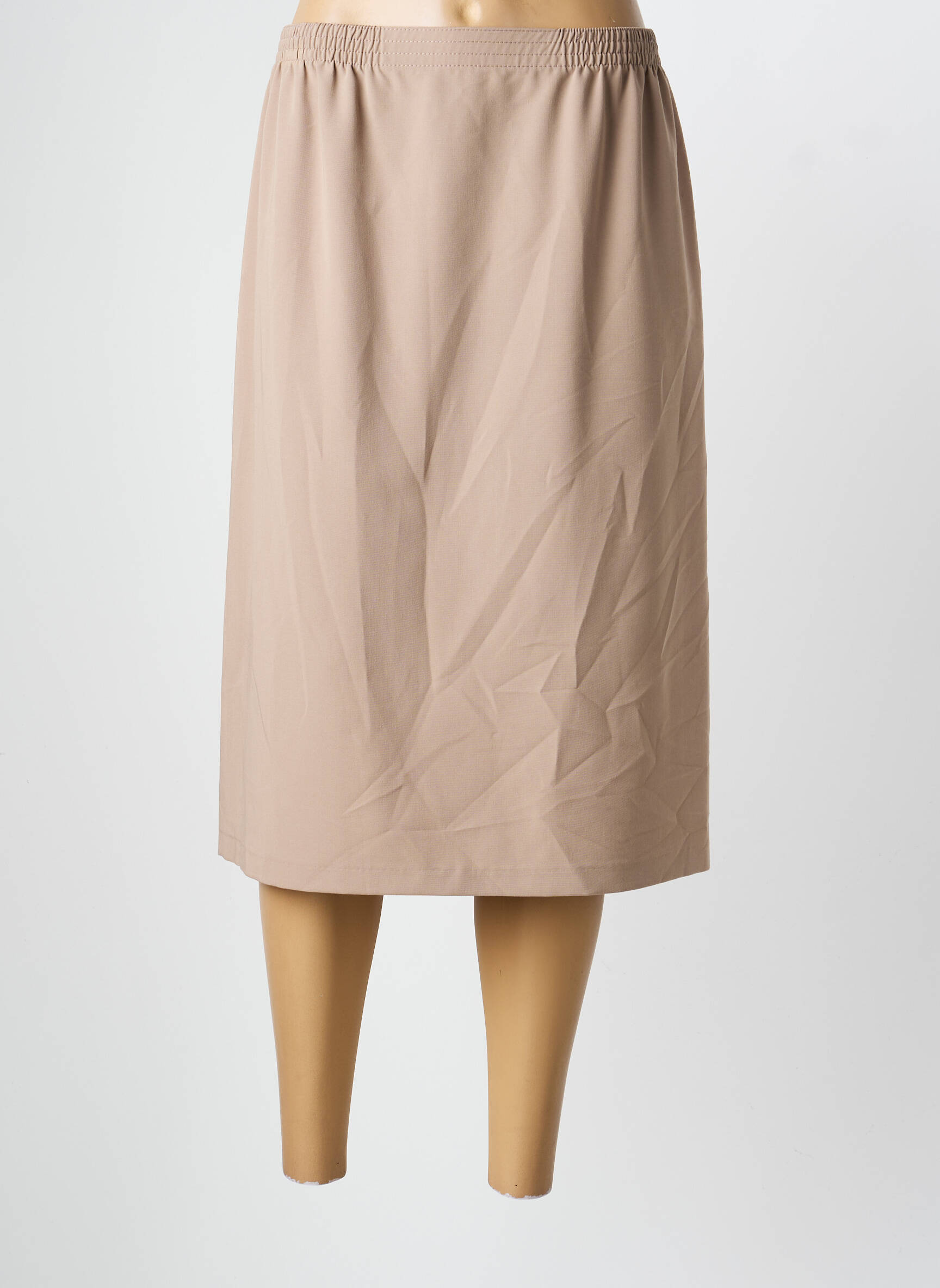 Jupe mi-longue coupe droite marron GRIFFON femme