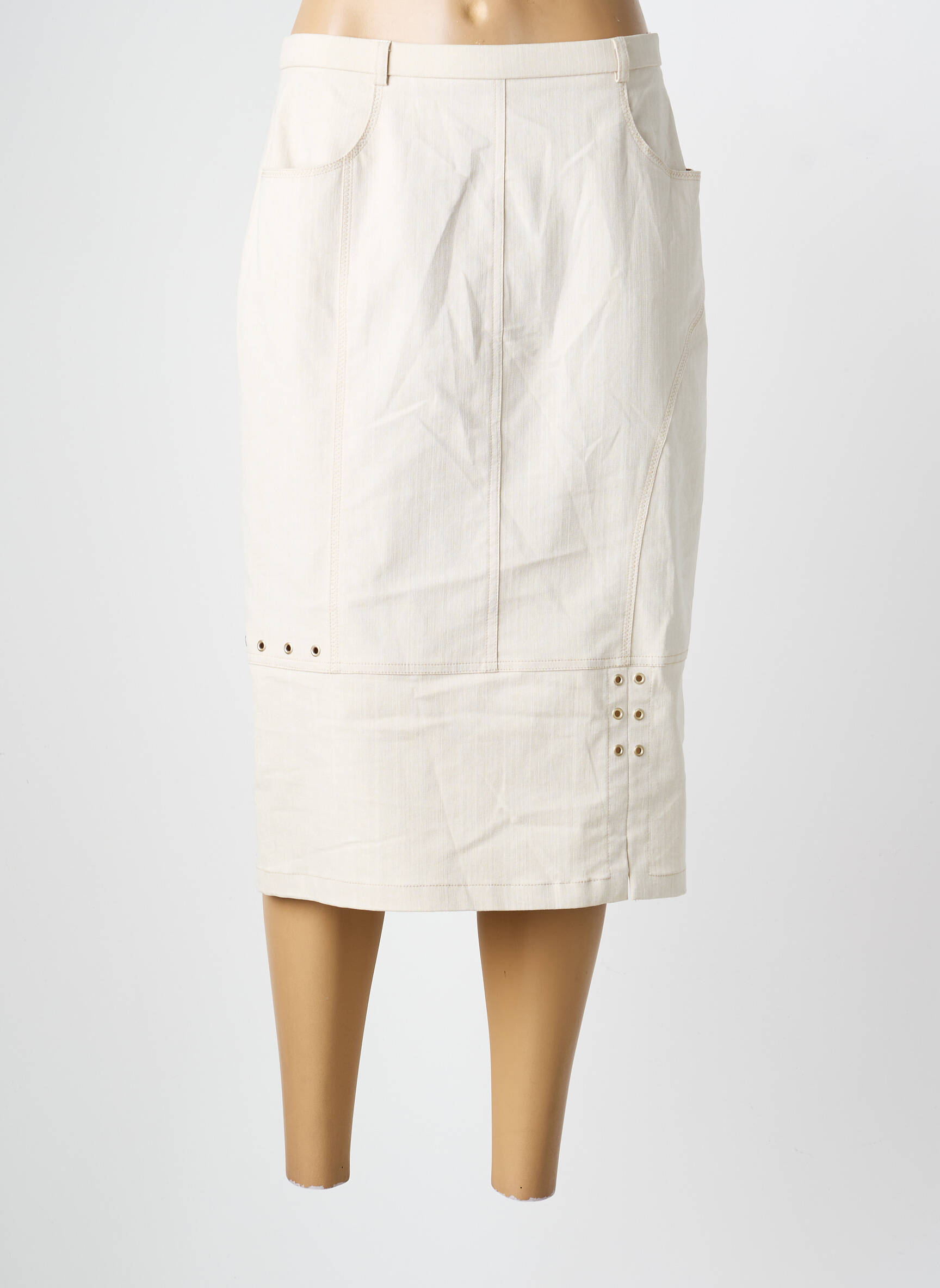 Jupe mi-longue taille à pinces beige PAUPORTÉ femme