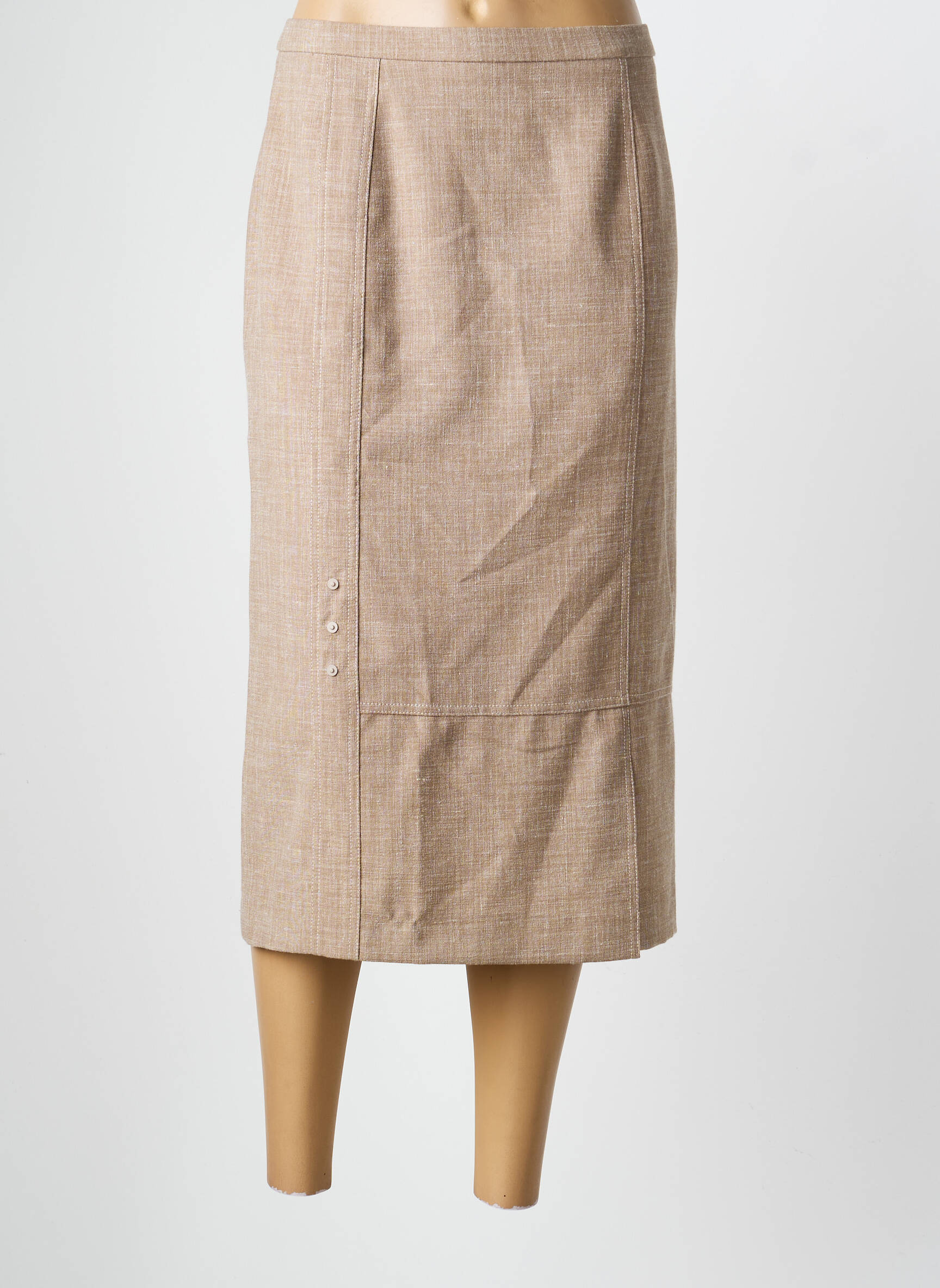 Jupe mi-longue taille à pinces marron PAUPORTÉ femme