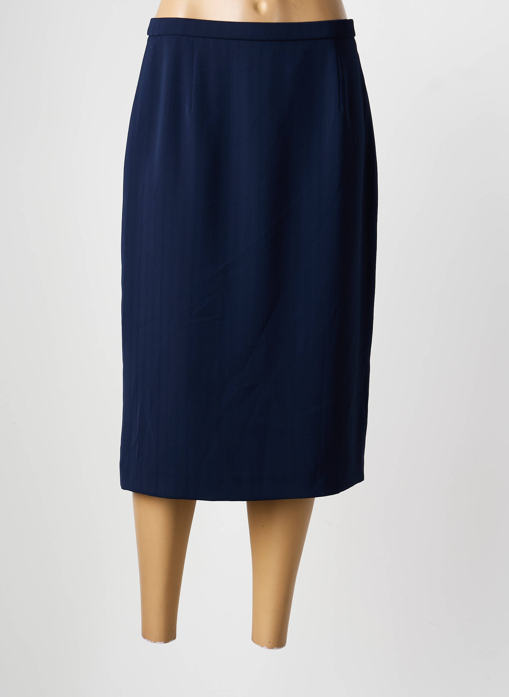 Jupe mi-longue taille à pinces bleu PAUPORTÉ femme