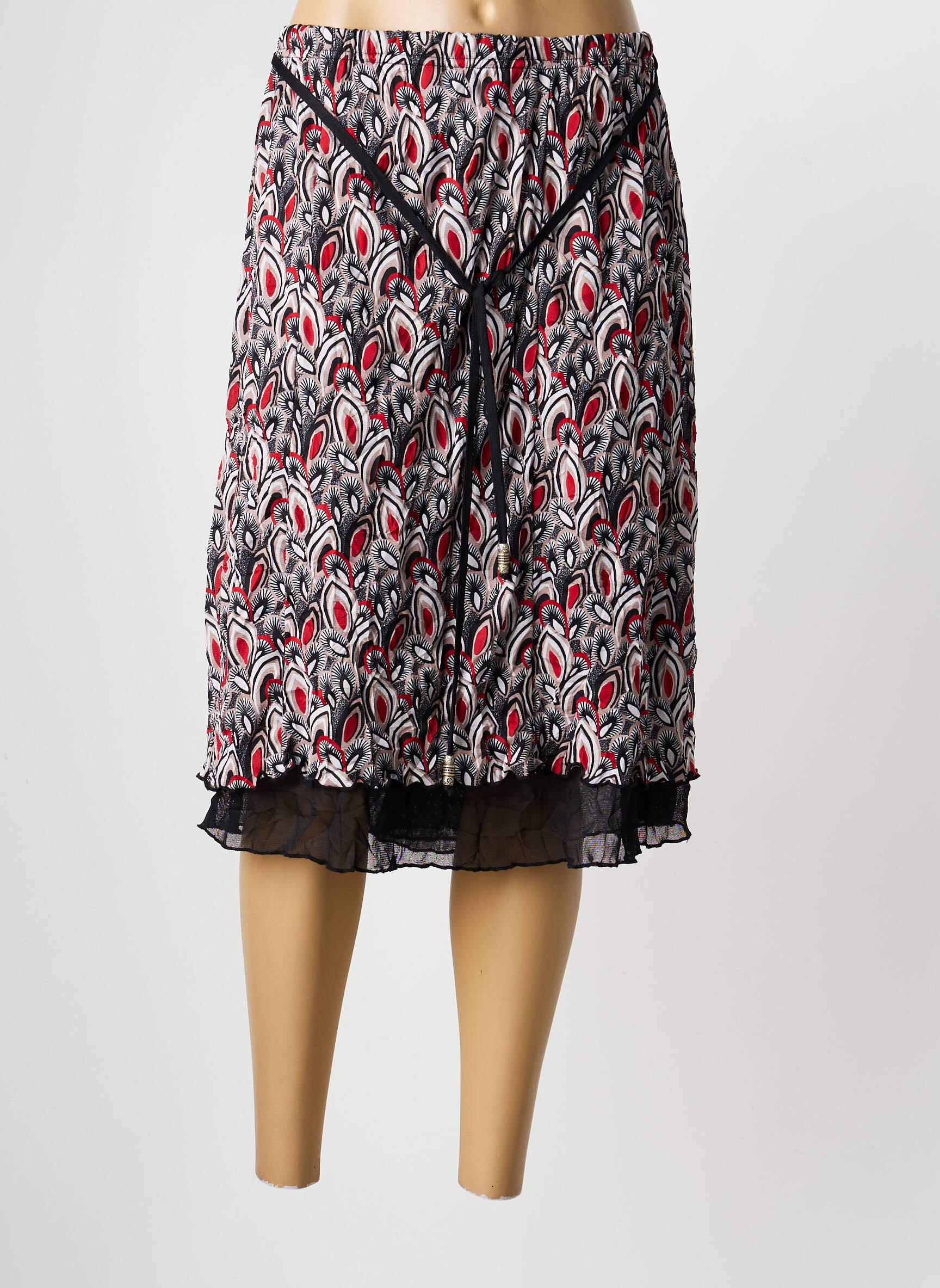 Jupe mi-longue taille normale noir GRIFFON femme
