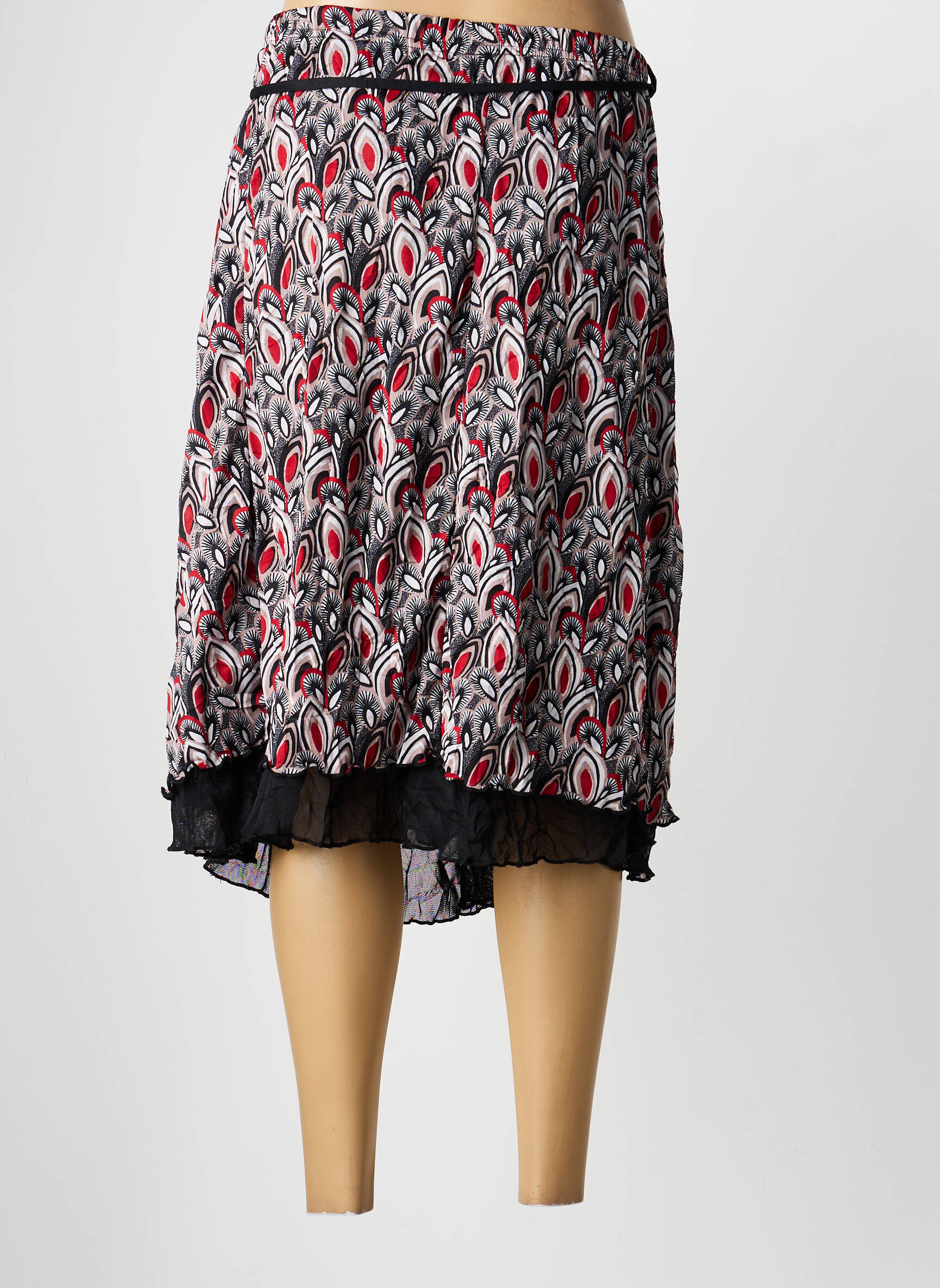Jupe mi-longue taille normale noir GRIFFON femme