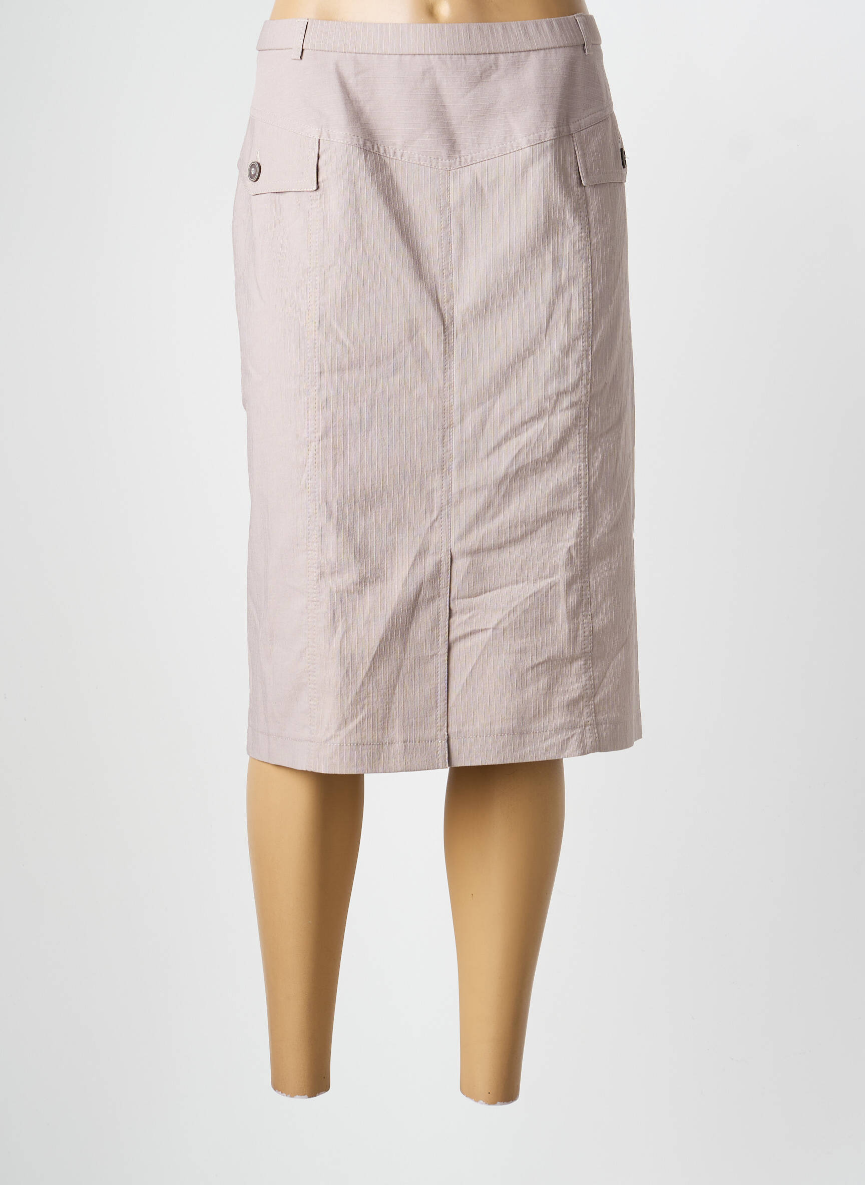 Jupe mi-longue coupe droite marron PAUPORTÉ femme