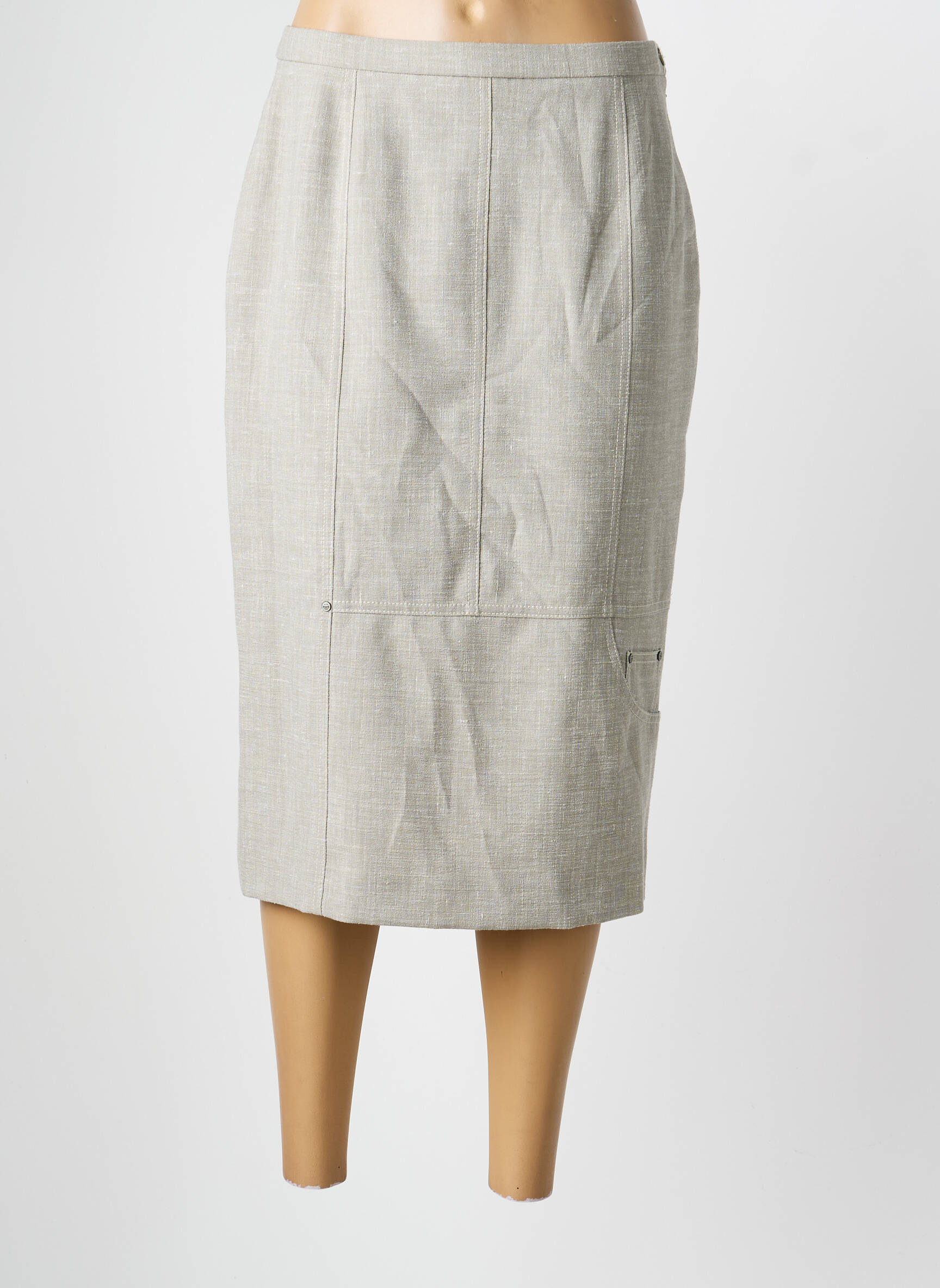 Jupe mi-longue taille à pinces vert PAUPORTÉ femme