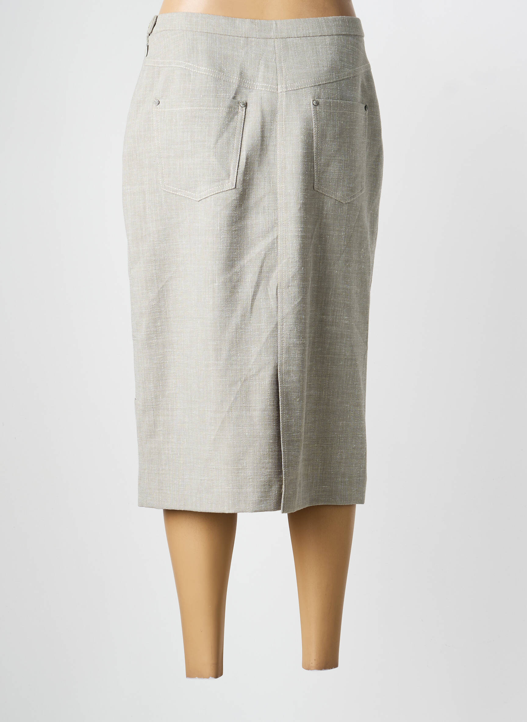 Jupe mi-longue taille à pinces vert PAUPORTÉ femme