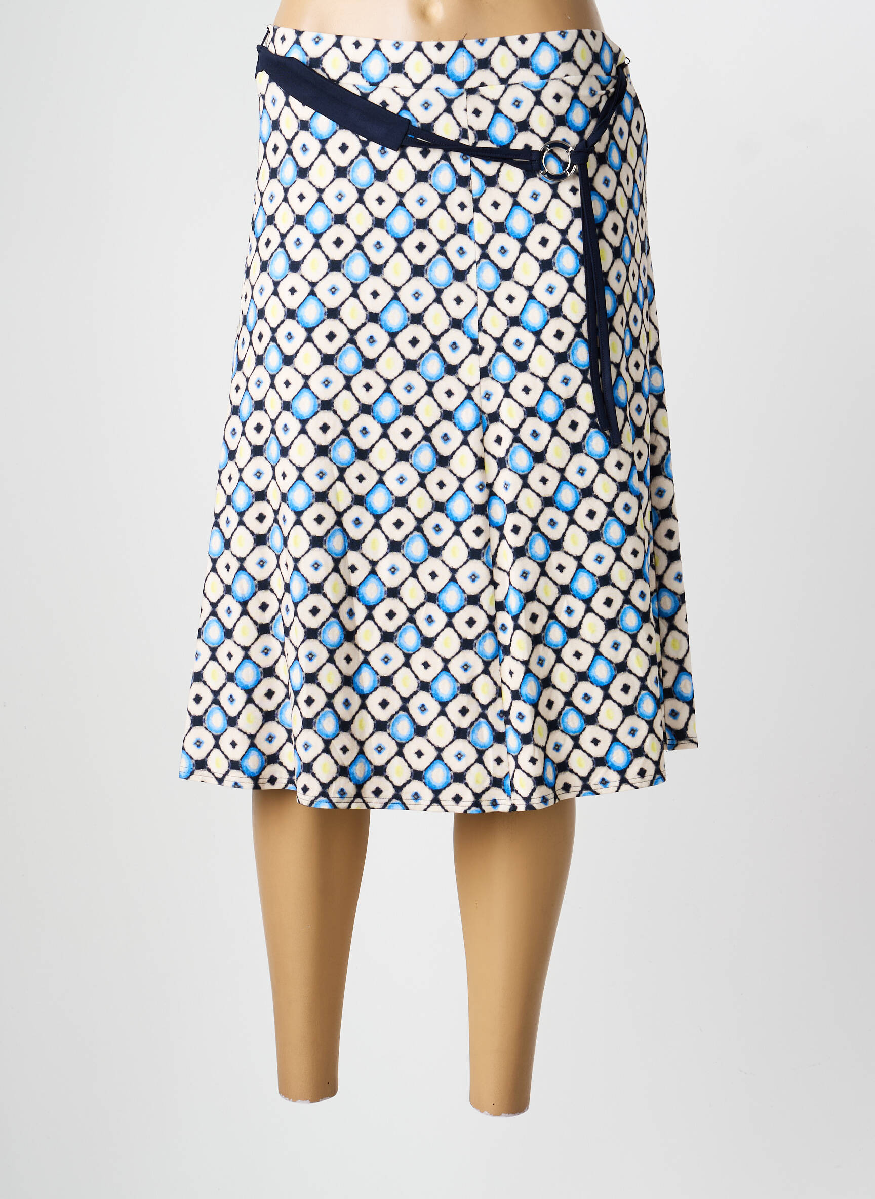 Jupe mi-longue coupe évasée bleu FRANK WALDER femme
