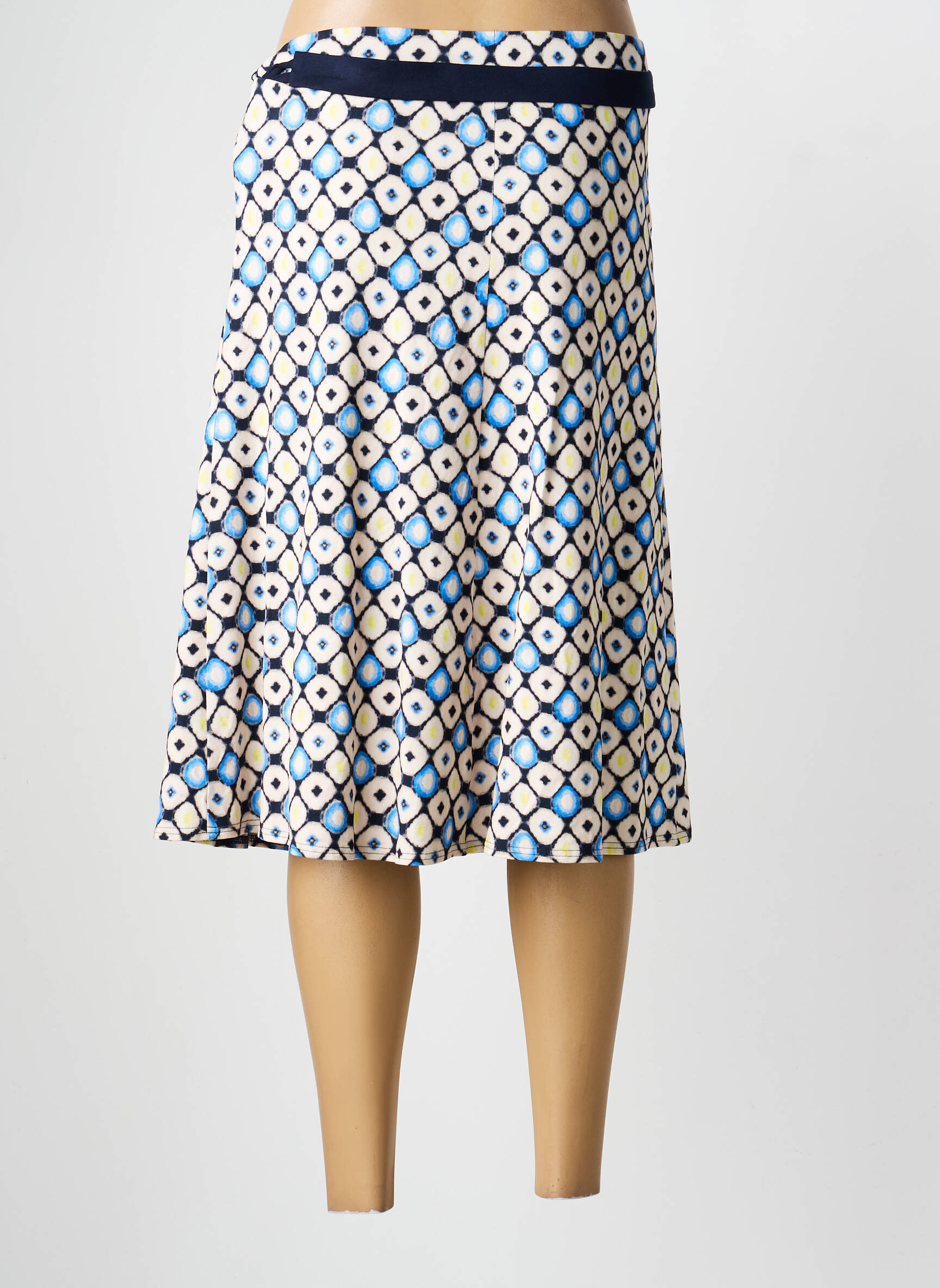 Jupe mi-longue coupe évasée bleu FRANK WALDER femme