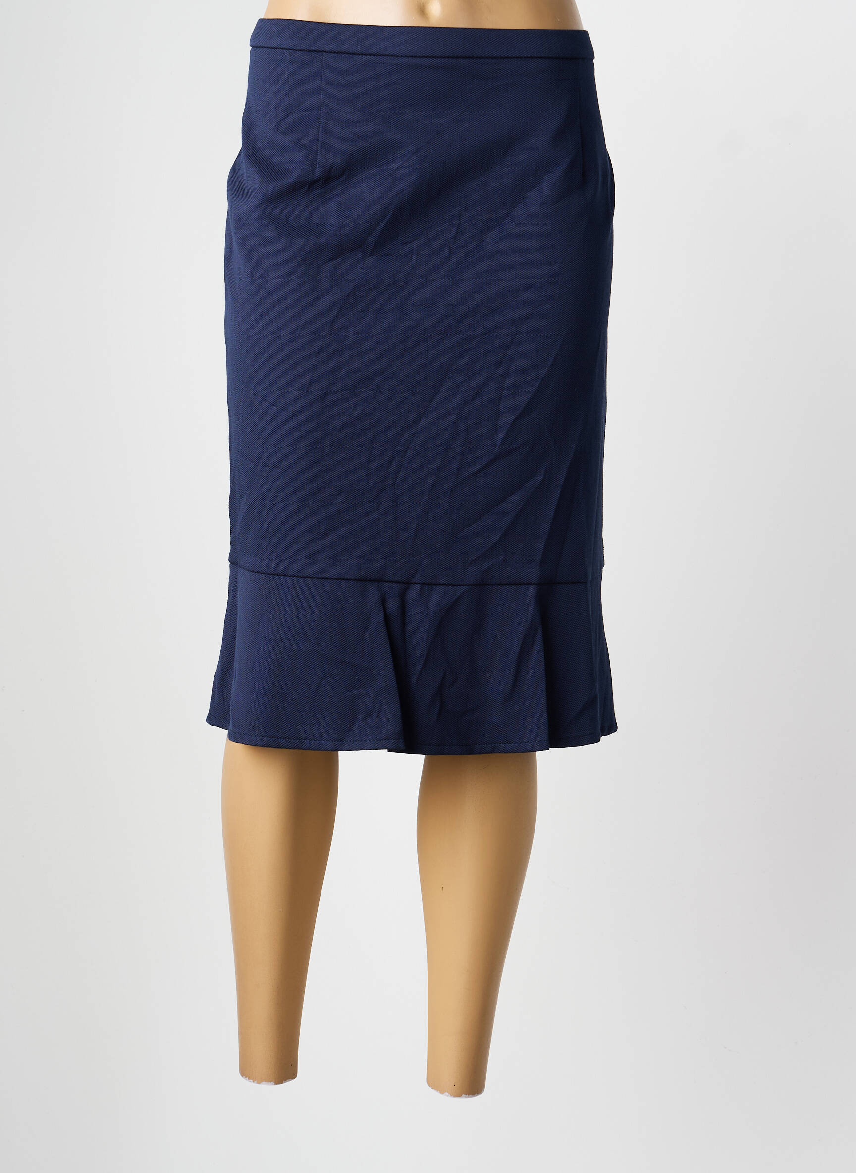 Jupe mi-longue taille à pinces bleu PAUPORTÉ femme