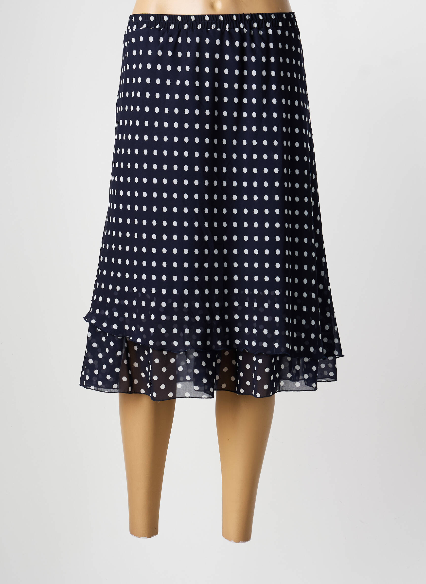 Jupe mi-longue coupe évasée bleu GRIFFON femme