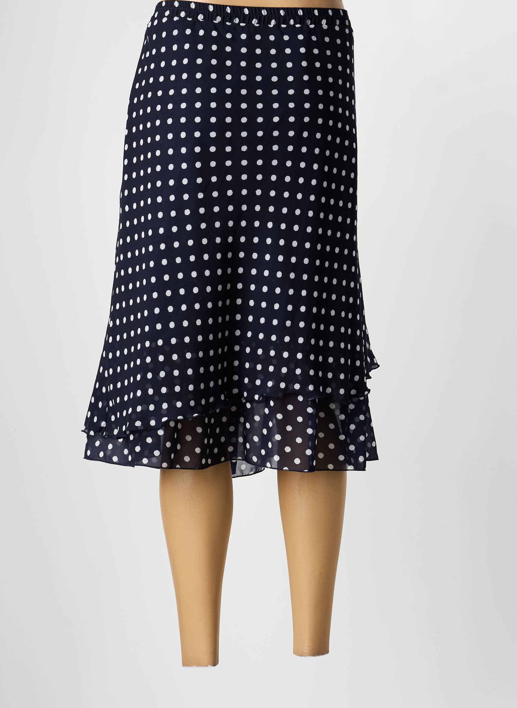 Jupe mi-longue coupe évasée bleu GRIFFON femme