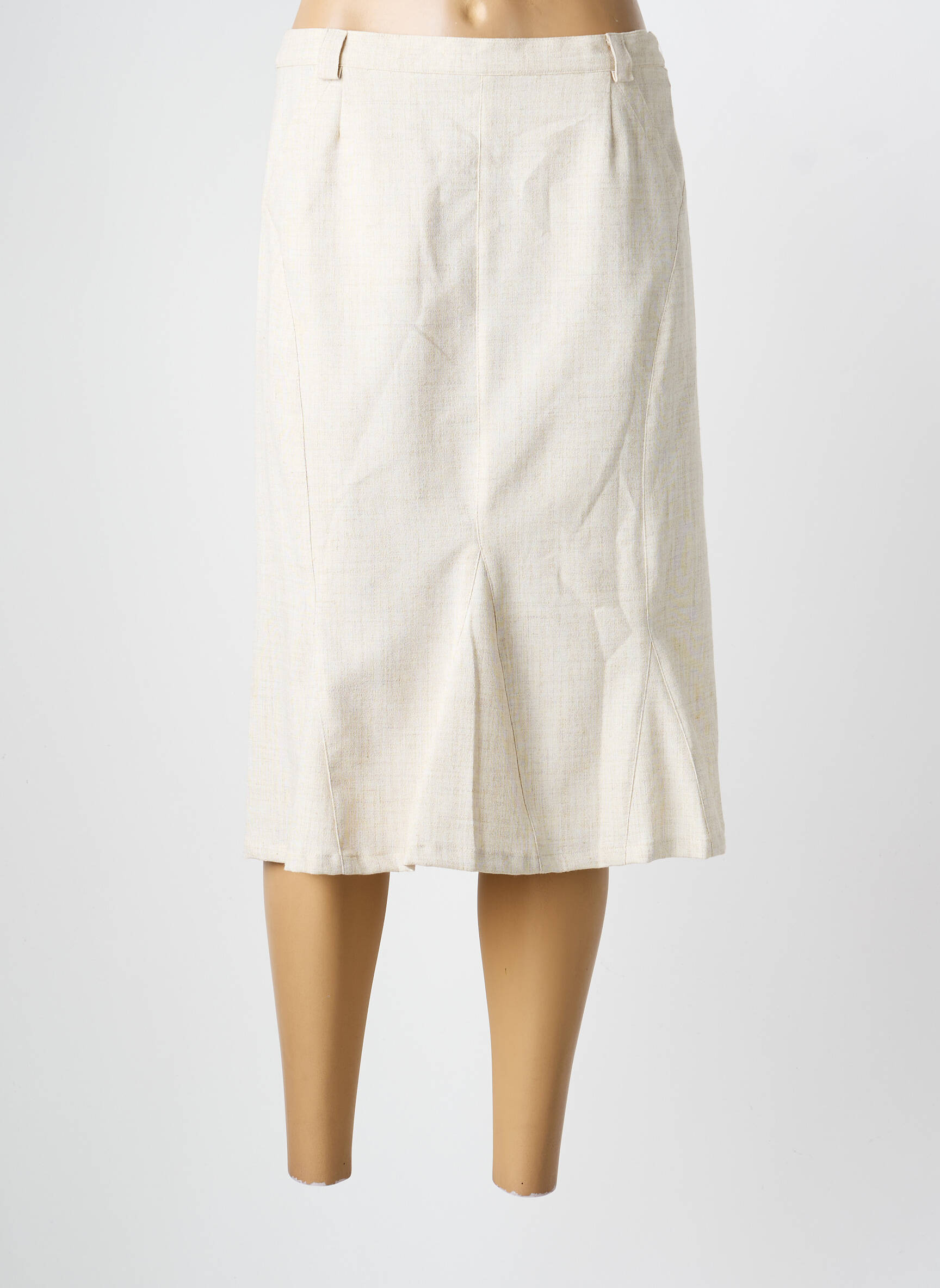 Jupe mi-longue taille à pinces beige PIER BÉ femme