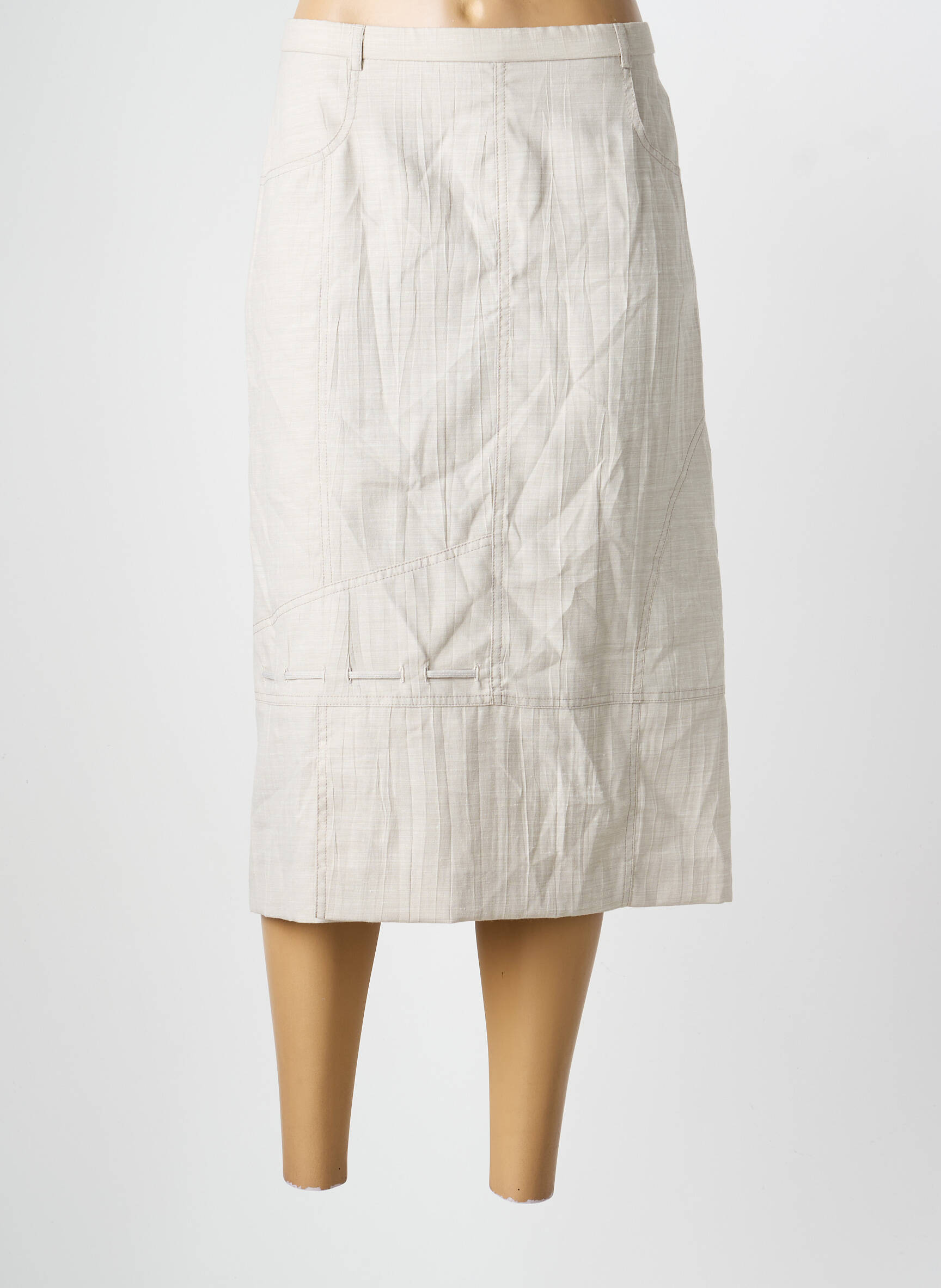 Jupe mi-longue taille à pinces beige PAUPORTÉ femme