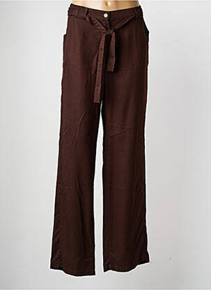 Pantalon droit tissage popeline taille normale marron LEWINGER femme