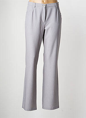 Pantalon droit fermeture zippée sous rabat boutonné taille normale gris LEWINGER femme