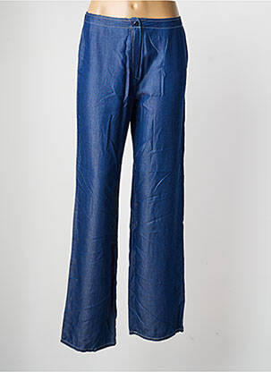 Pantalon large tissage popeline taille normale bleu QUATTRO femme