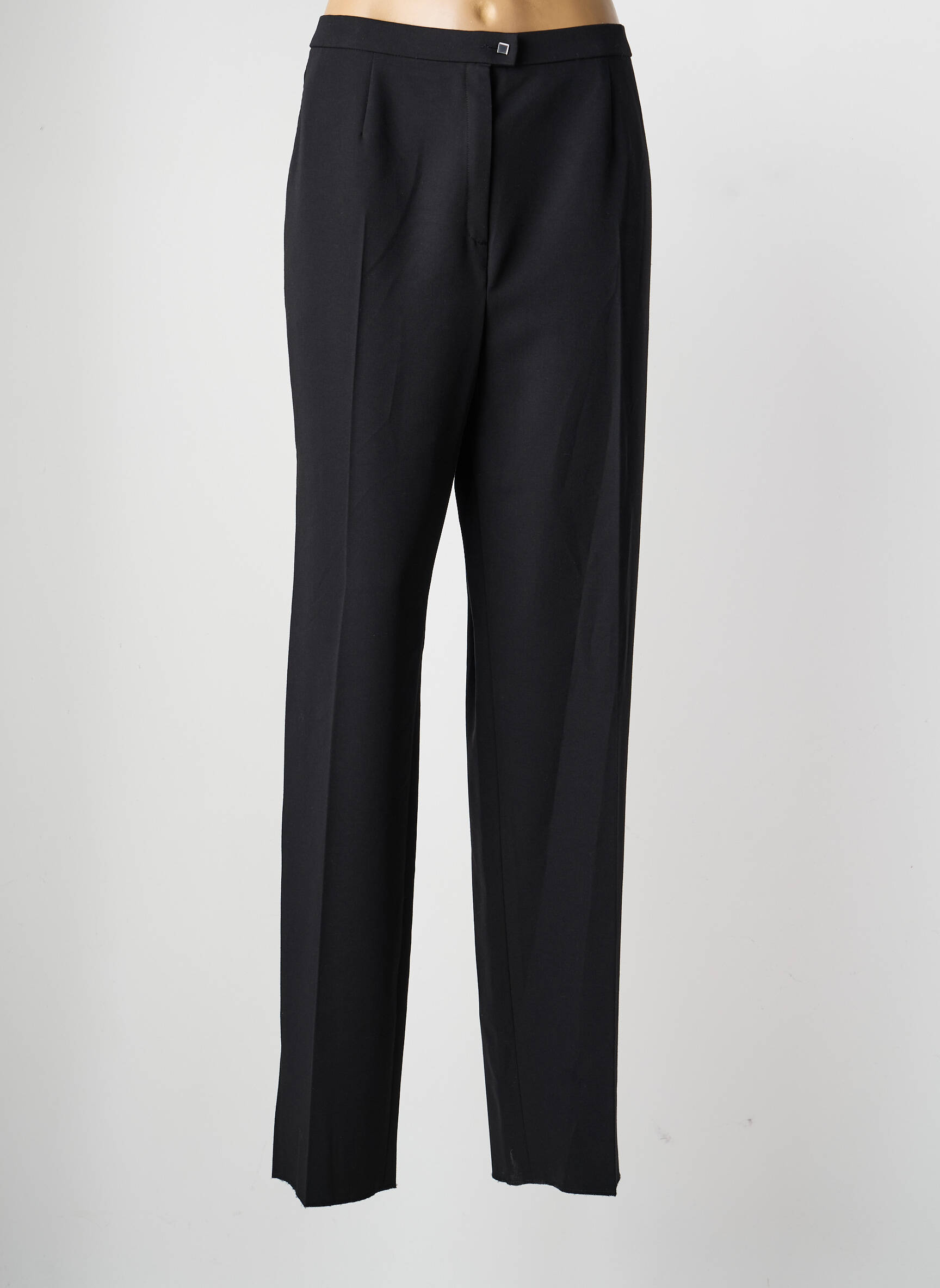 Pantalon droit tissage crêpe taille normale noir KARTING femme