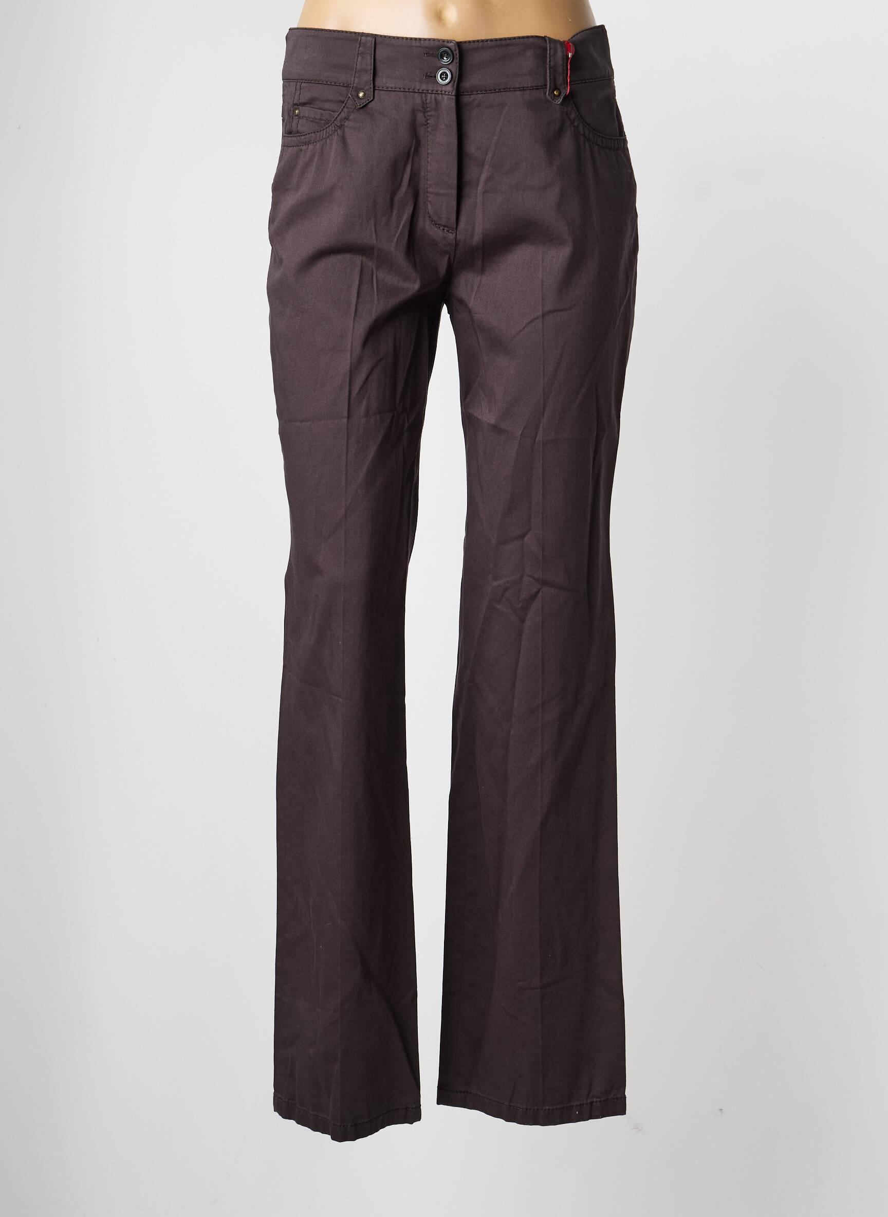 Pantalon droit tissage popeline taille normale gris OLSEN femme