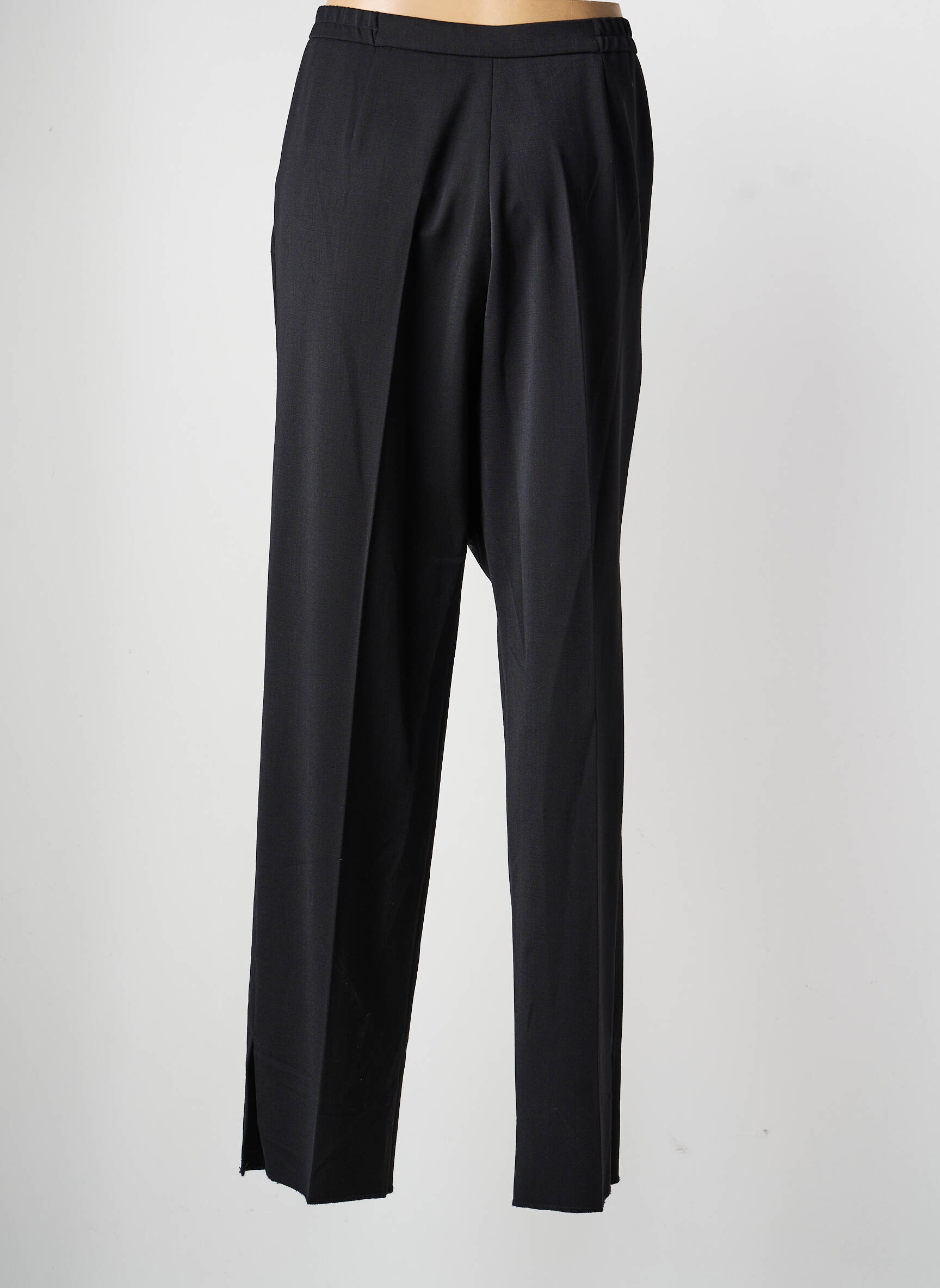 Pantalon droit tissage crêpe taille normale noir KARTING femme