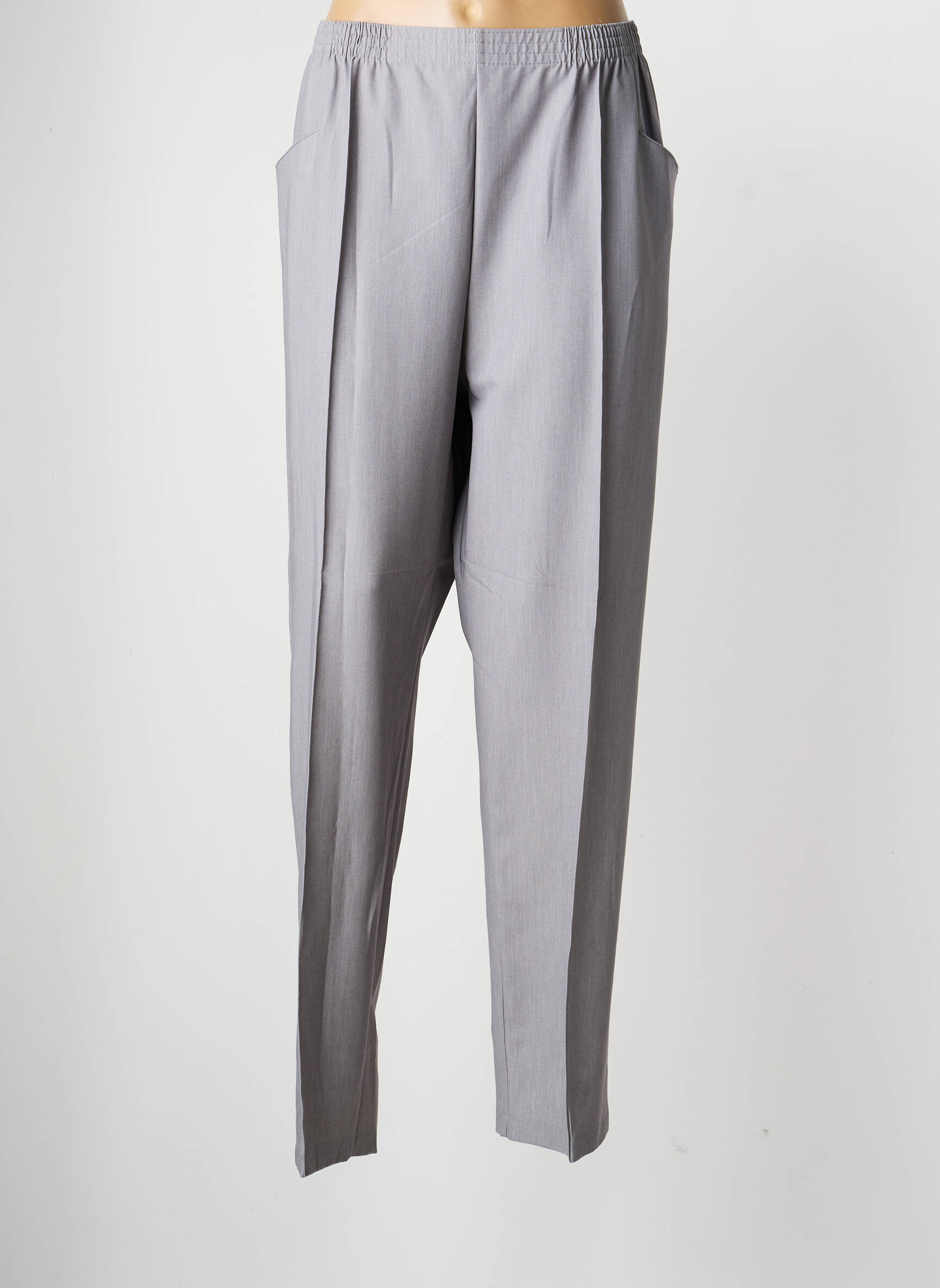 Pantalon droit taille élastique taille normale gris GRIFFON femme