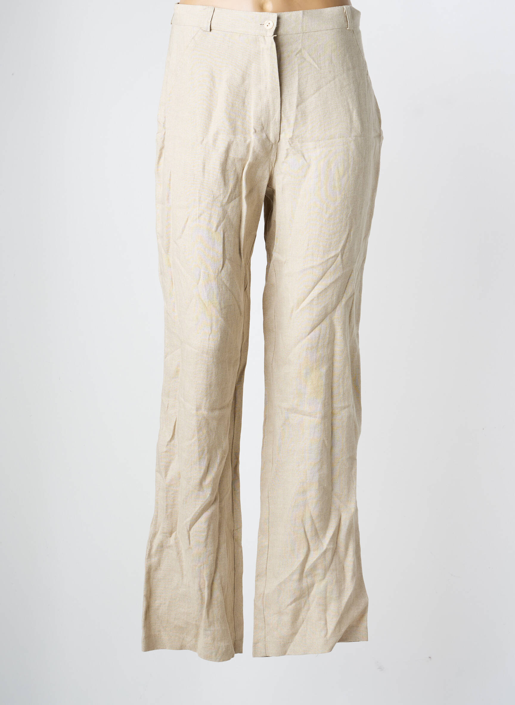 Pantalon droit taille à pinces taille normale beige LEWINGER femme
