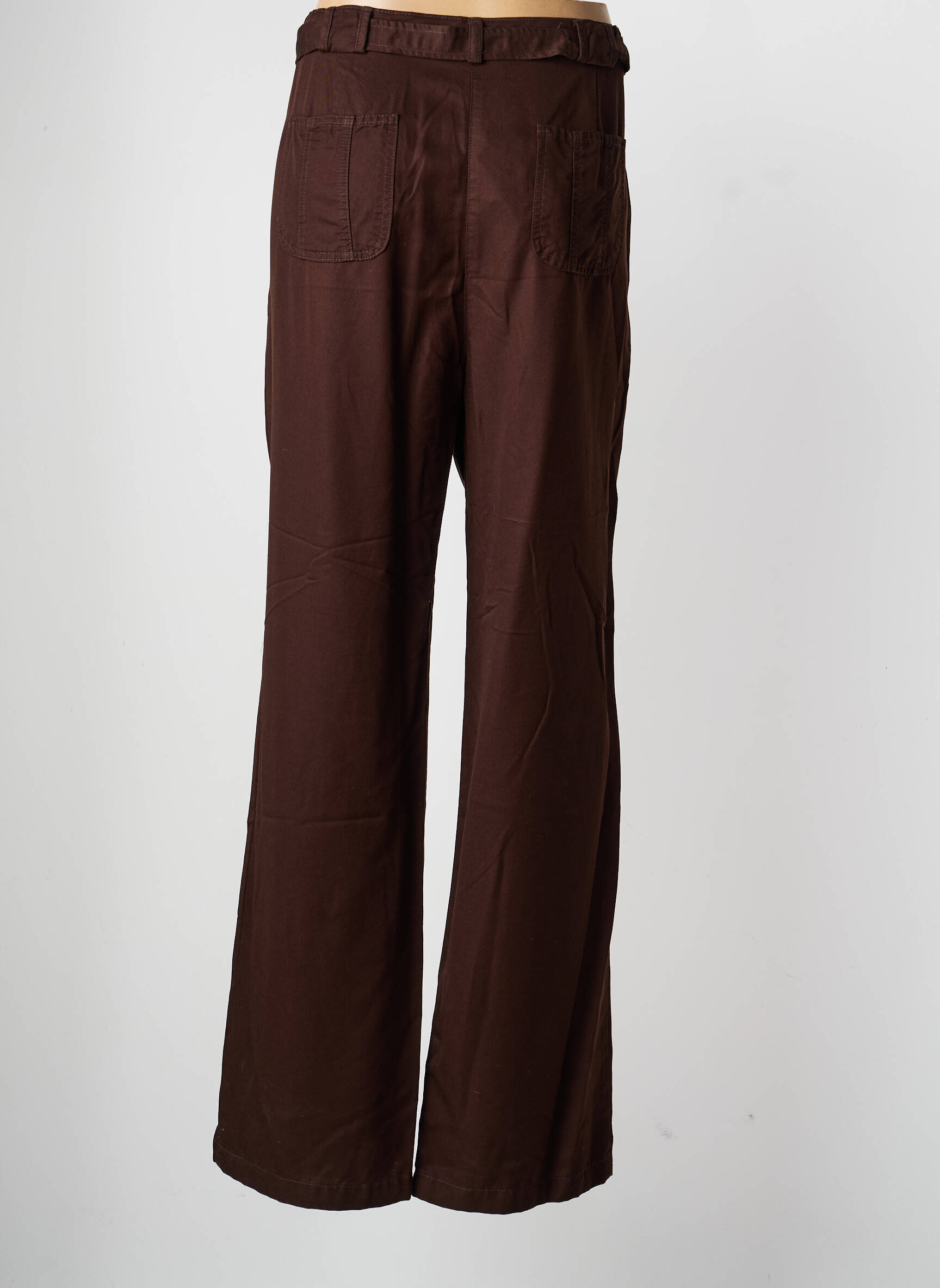 Pantalon droit tissage popeline taille normale marron LEWINGER femme