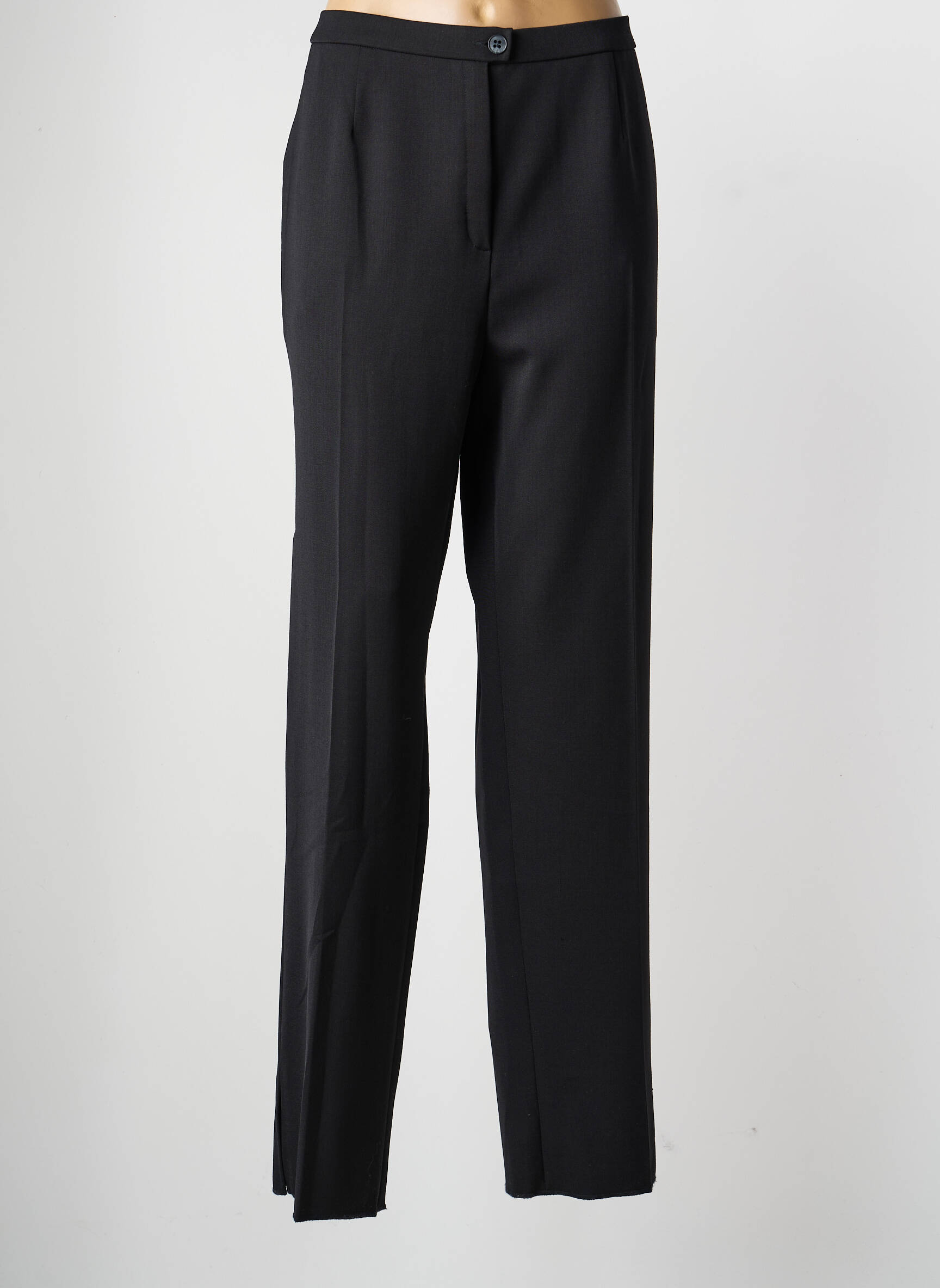 Pantalon droit tissage crêpe taille normale noir KARTING femme