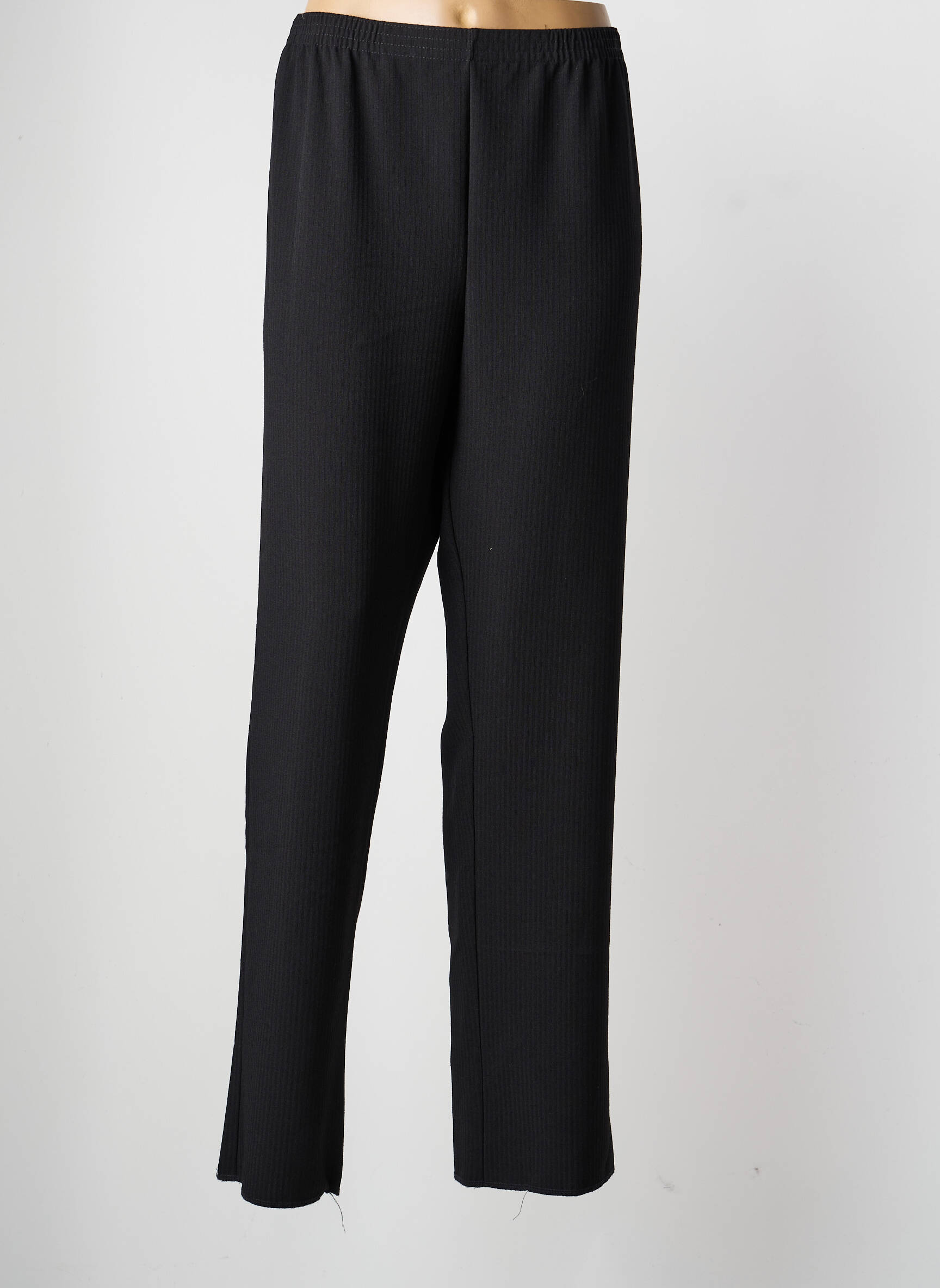 Pantalon droit tissage crêpe taille normale noir GRIFFON femme