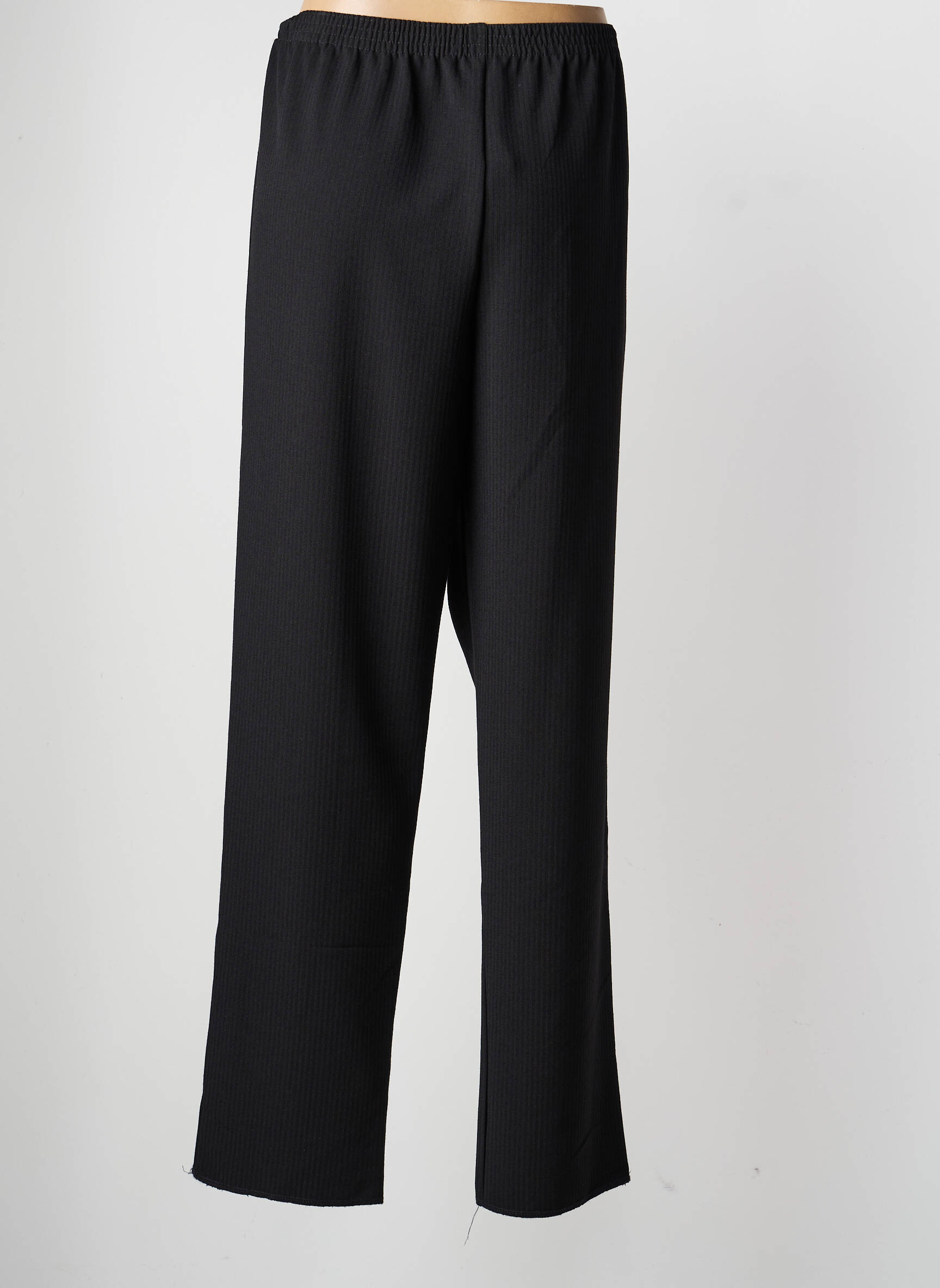 Pantalon droit tissage crêpe taille normale noir GRIFFON femme