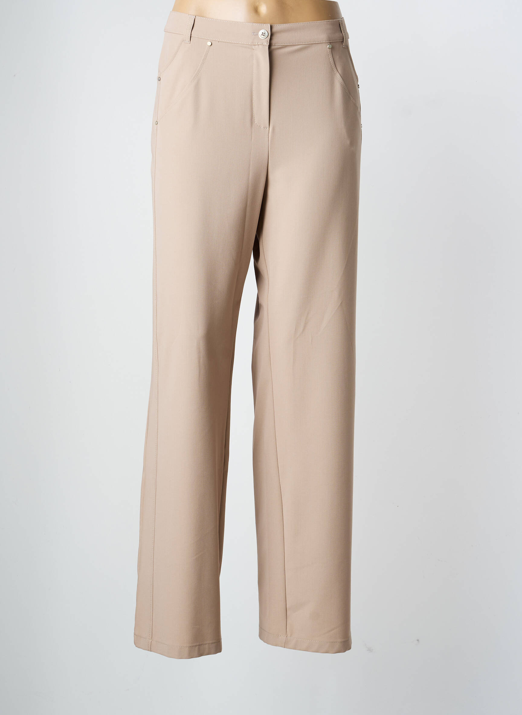 Pantalon droit tissage crêpe taille normale beige LEWINGER femme