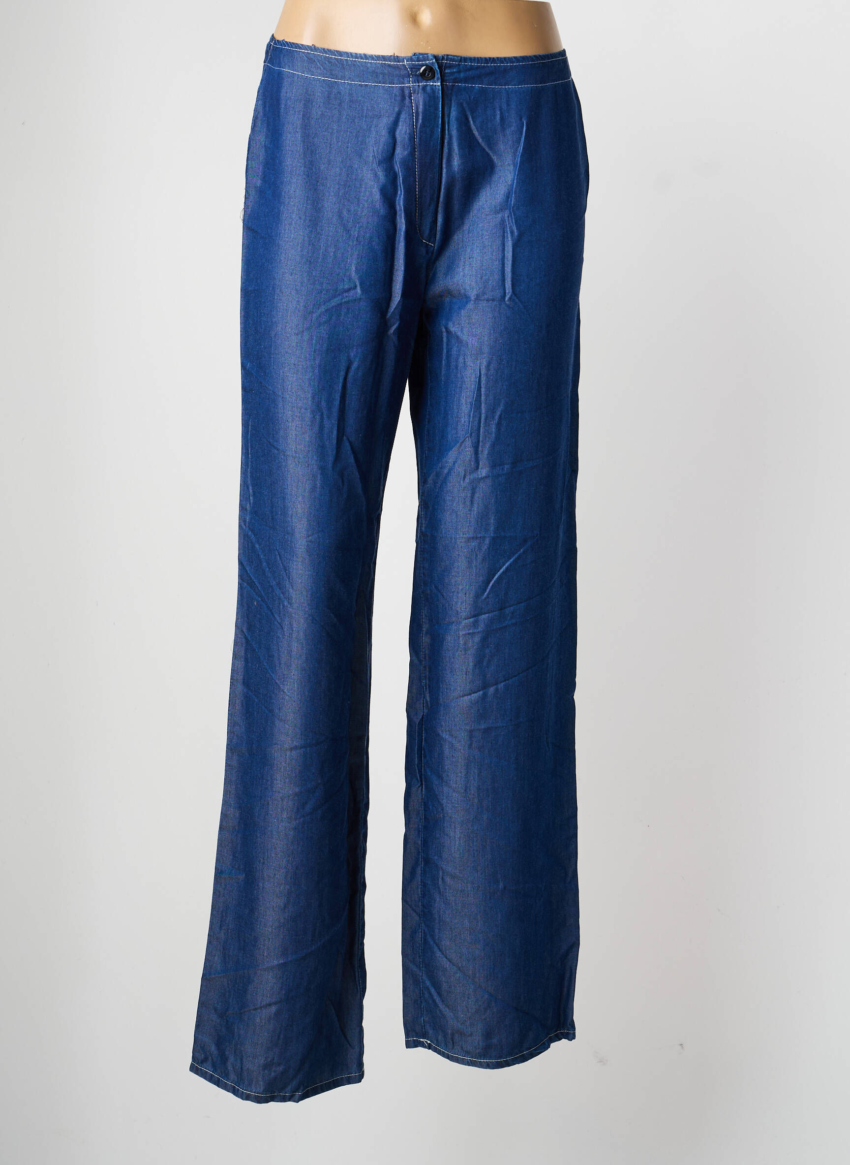 Pantalon large tissage popeline taille normale bleu QUATTRO femme