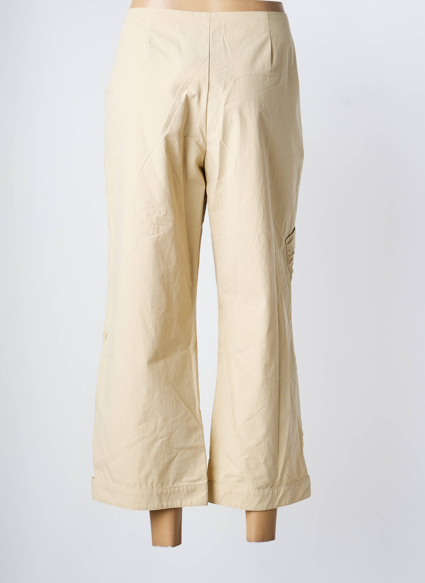 Pantalon 7/8 taille à pinces taille normale beige UN POINT C EST TOUT femme