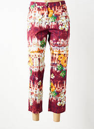 Pantalon 7/8 tissage popeline taille normale rouge QUATTRO femme